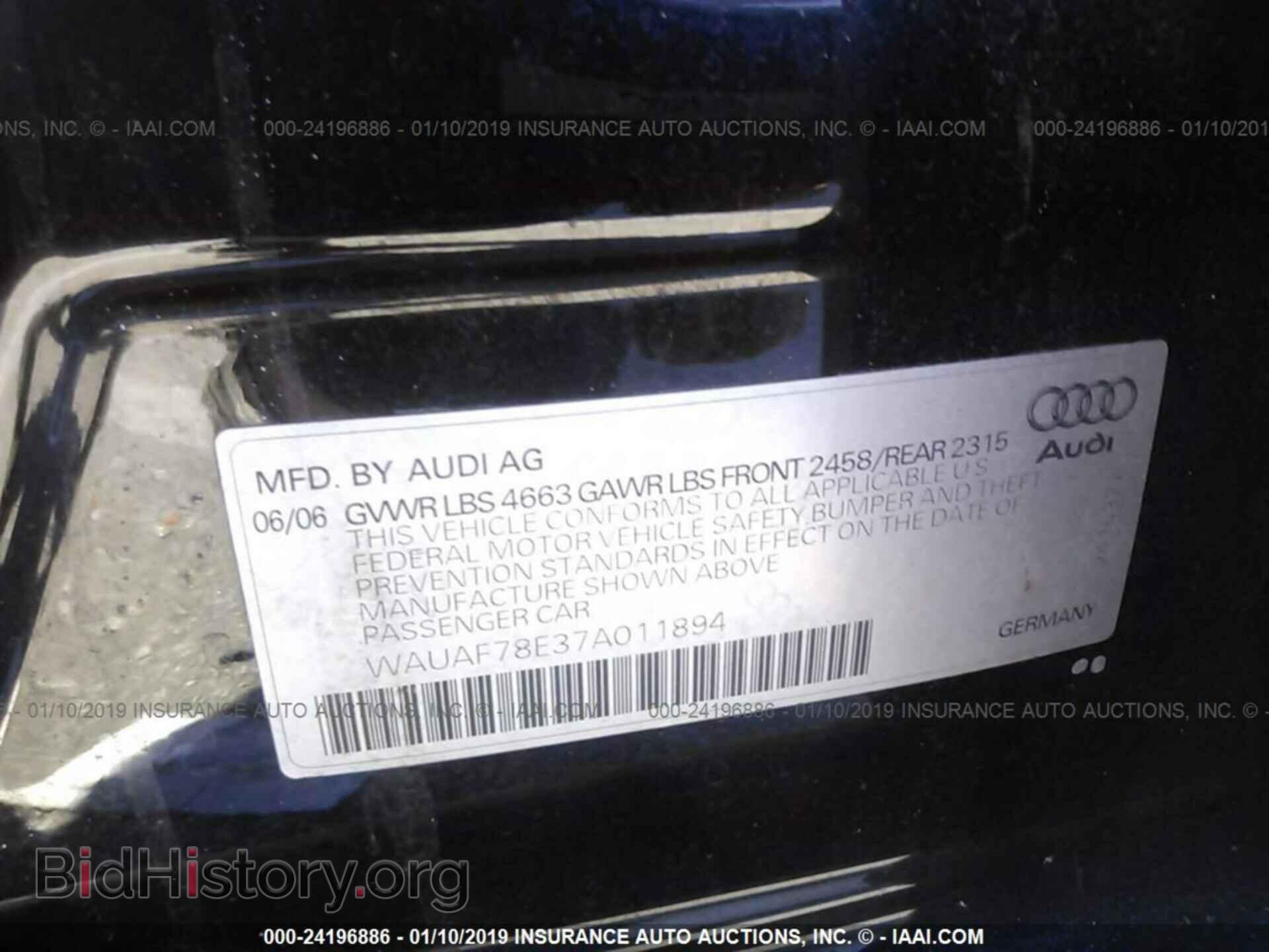 2007 AUDI A4 - VIN: WAUAF78E37A011894 - Photo 9