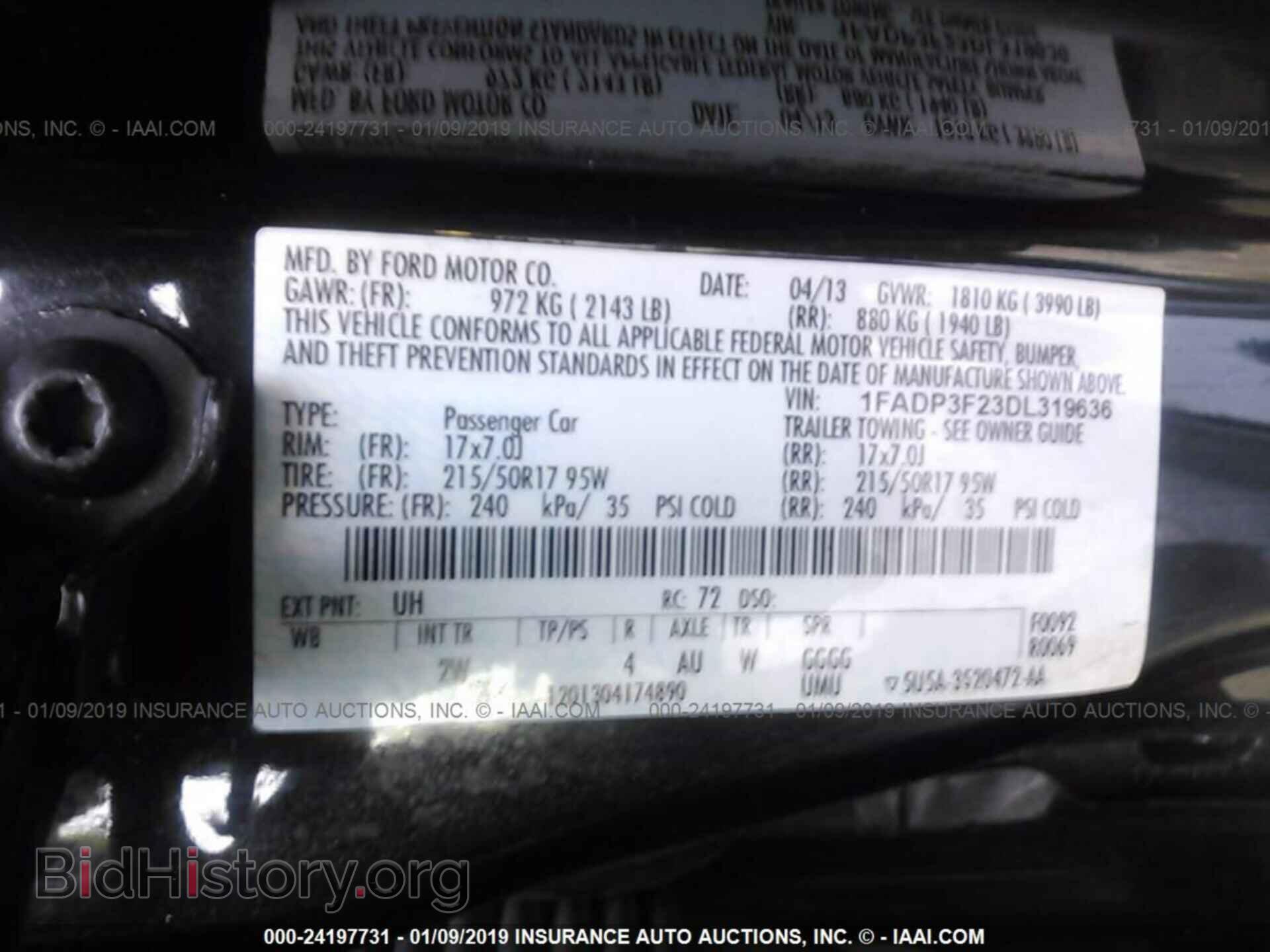 2013 FORD FOCUS - VIN: 1FADP3F23DL319636 - Фото 9