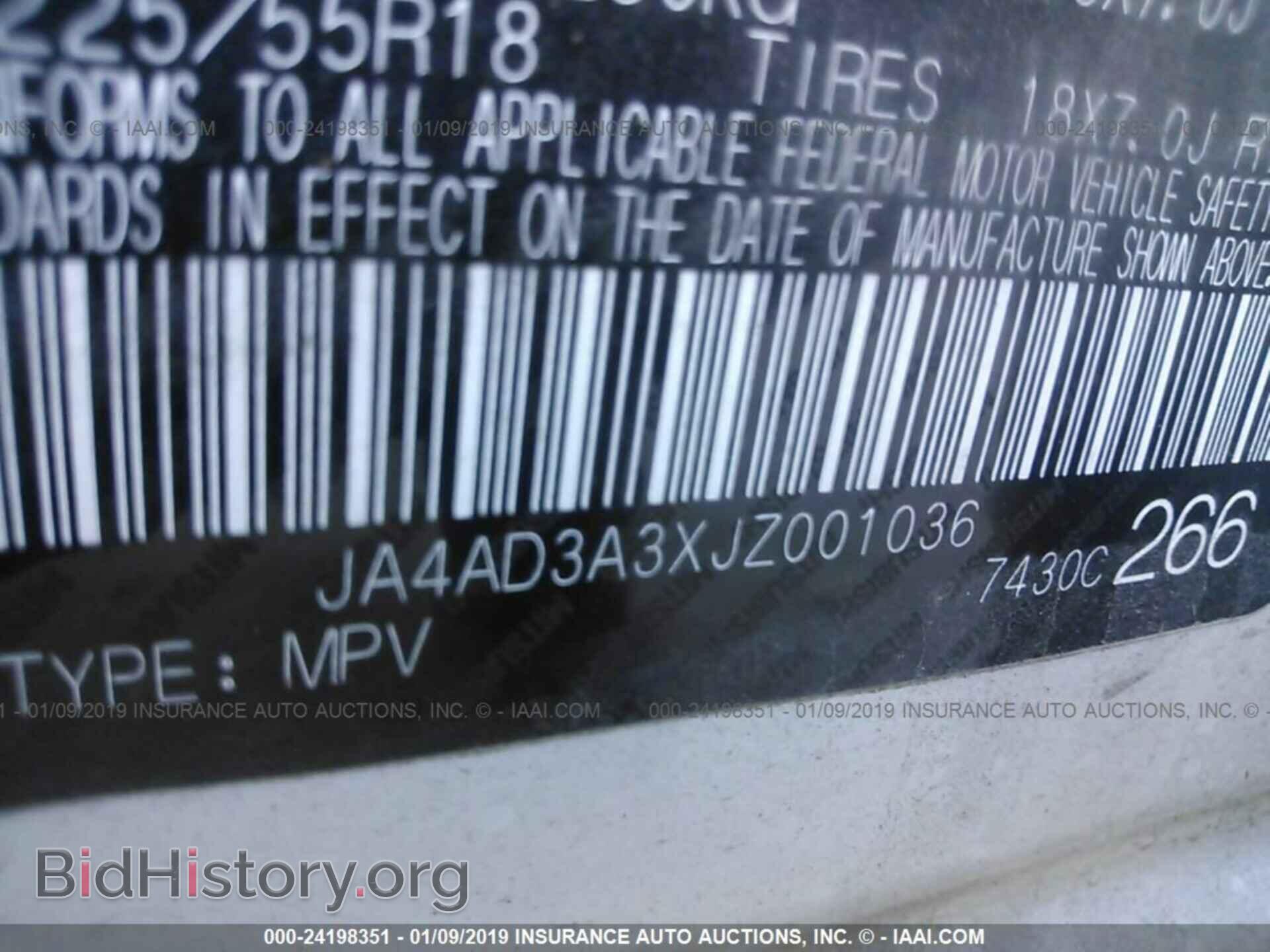 2018 MITSUBISHI OUTLANDER - VIN: JA4AD3A3XJZ001036 - Фото 9