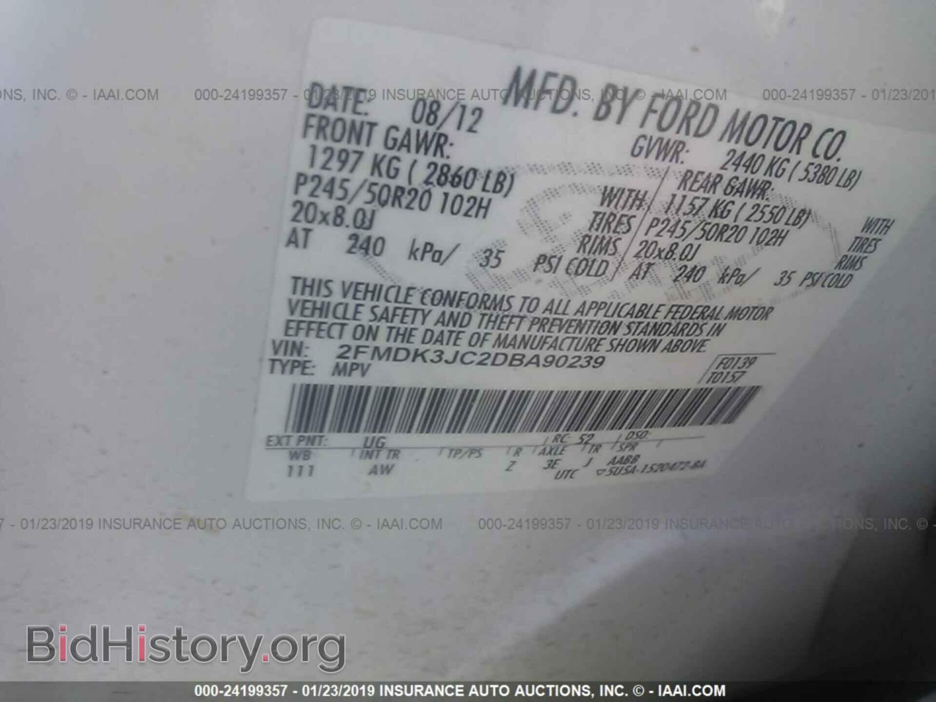 2013 FORD EDGE - VIN: 2FMDK3JC2DBA90239 - Фото 9