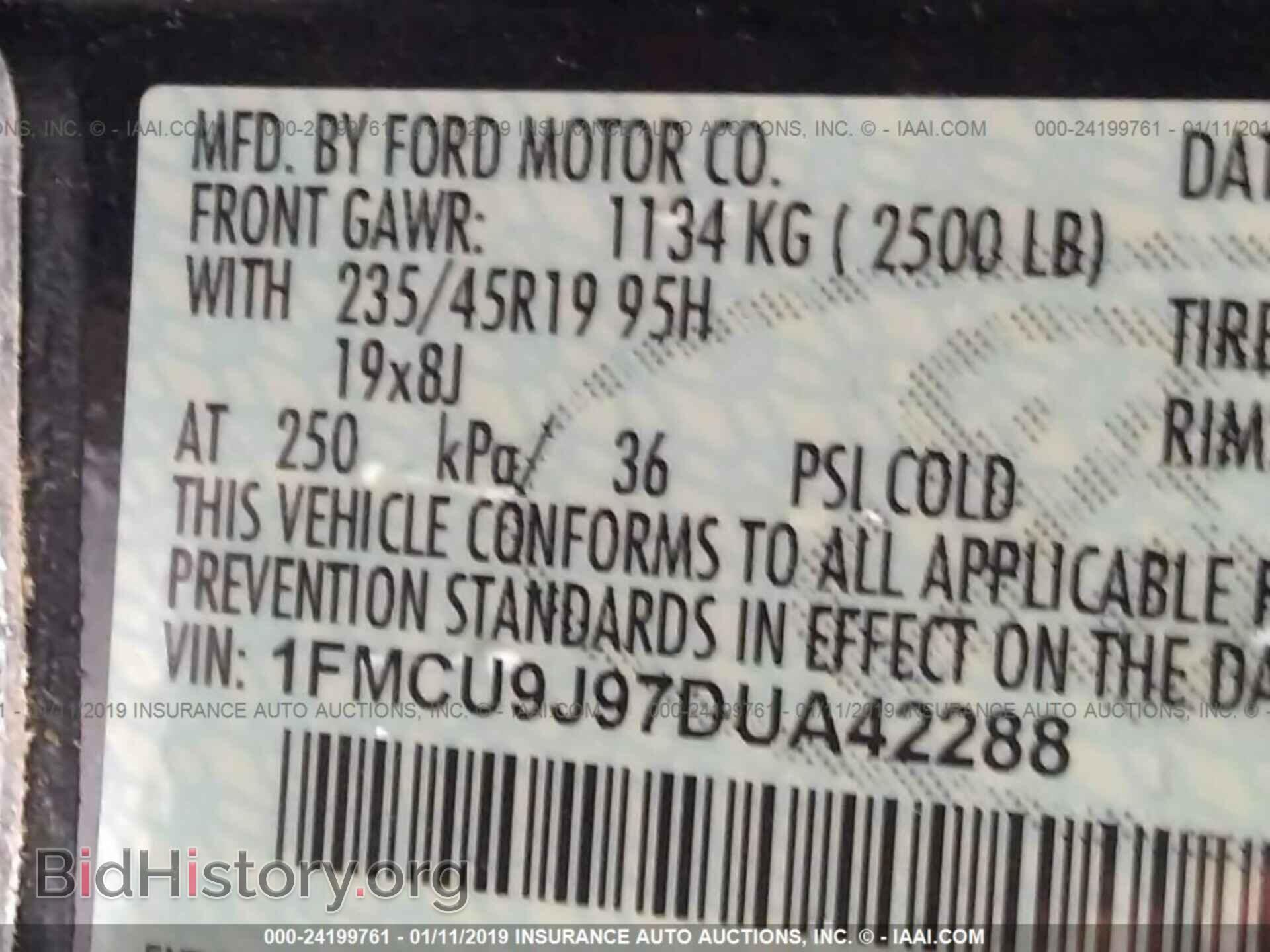 2013 FORD ESCAPE - VIN: 1FMCU9J97DUA42288 - Фото 9
