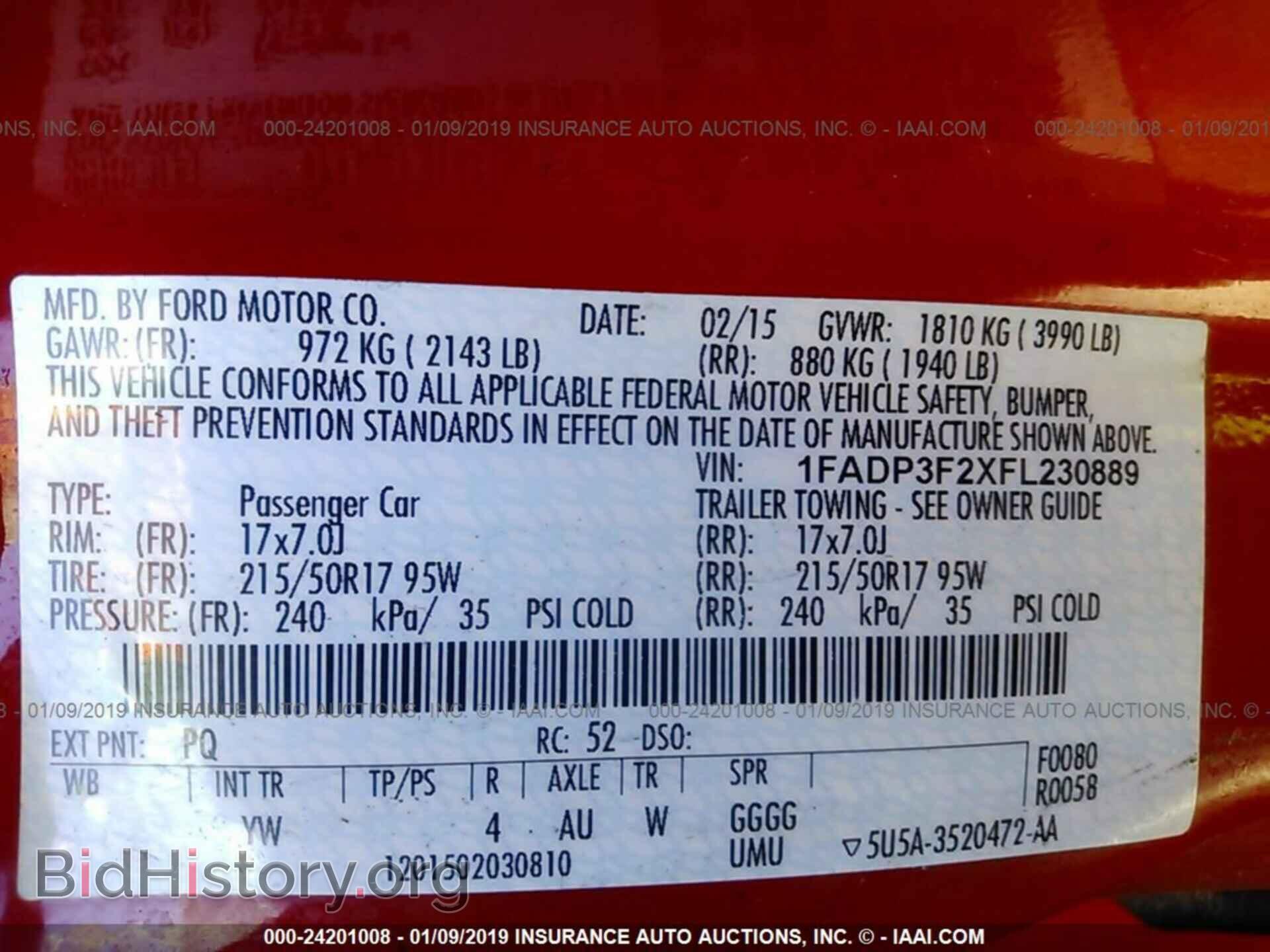 2015 FORD FOCUS - VIN: 1FADP3F2XFL230889 - Фото 9