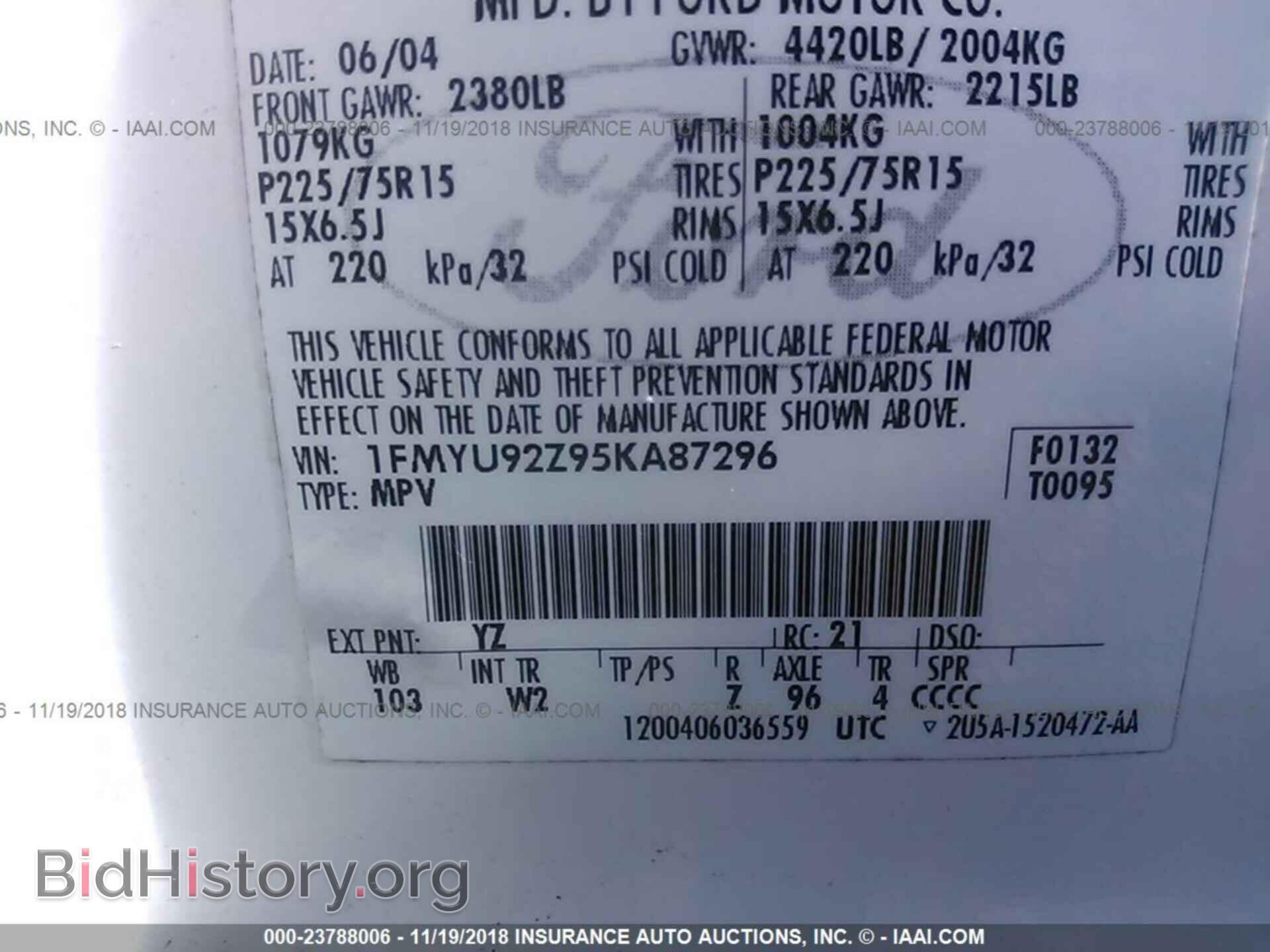 2005 FORD ESCAPE - VIN: 1FMYU92Z95KA87296 - Photo 9