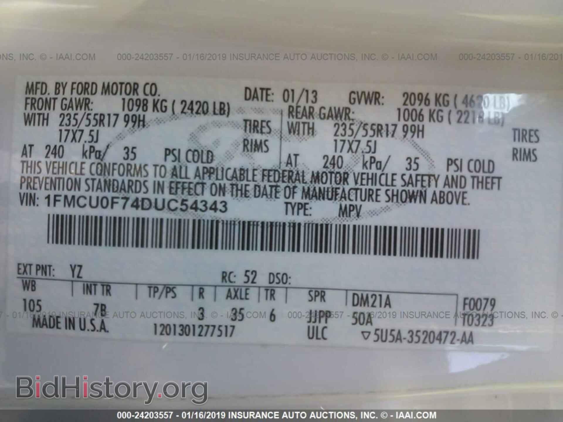 2013 FORD ESCAPE - VIN: 1FMCU0F74DUC54343 - Photo 9