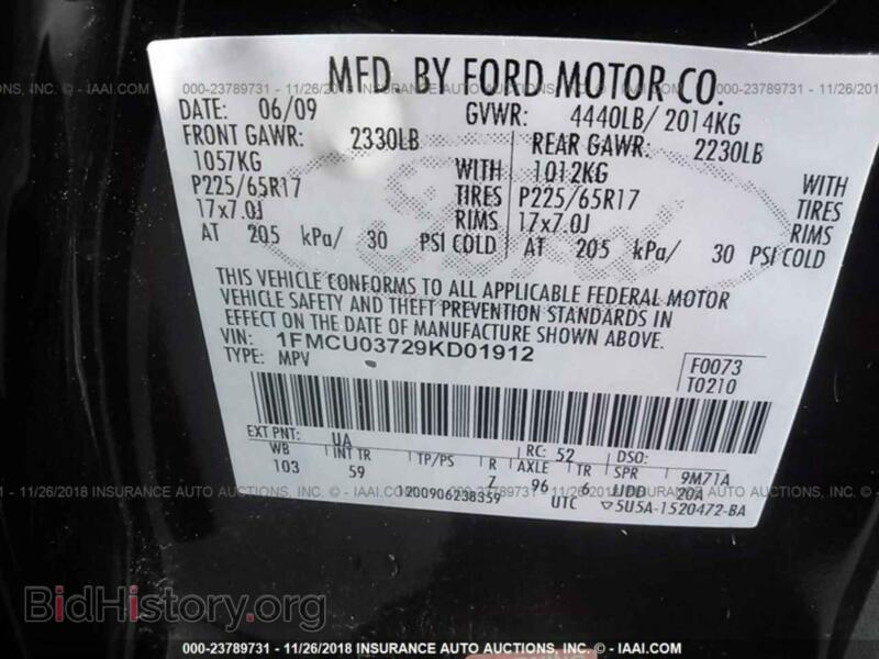2009 Ford ESCAPE (VIN 1FMCU03729KD01912) — фото 9 из 10
