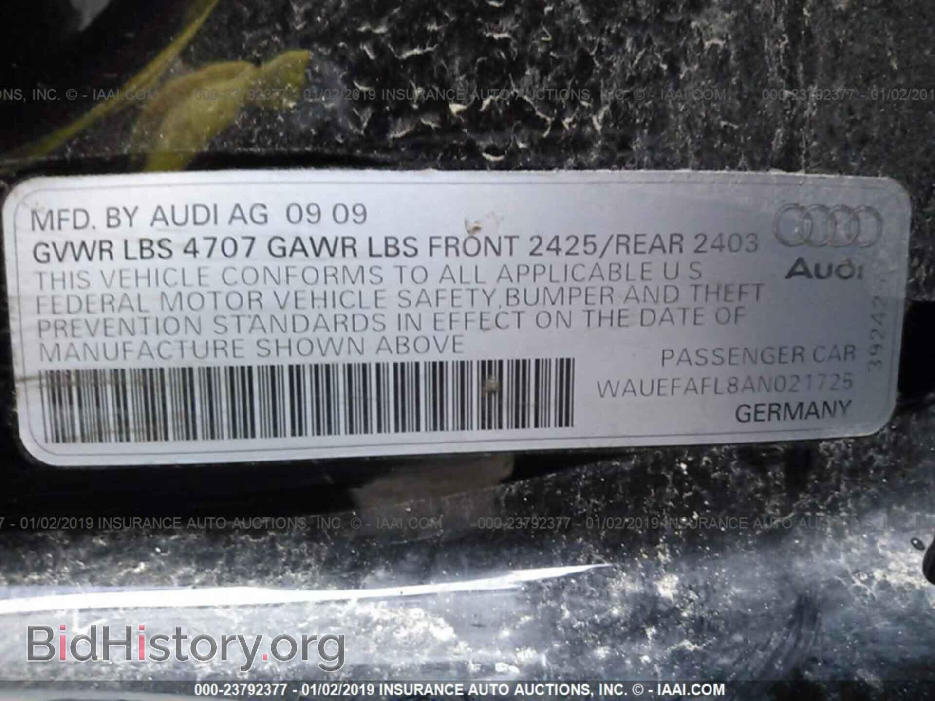 2010 AUDI A4 - VIN: WAUEFAFL8AN021725 - Фото 9