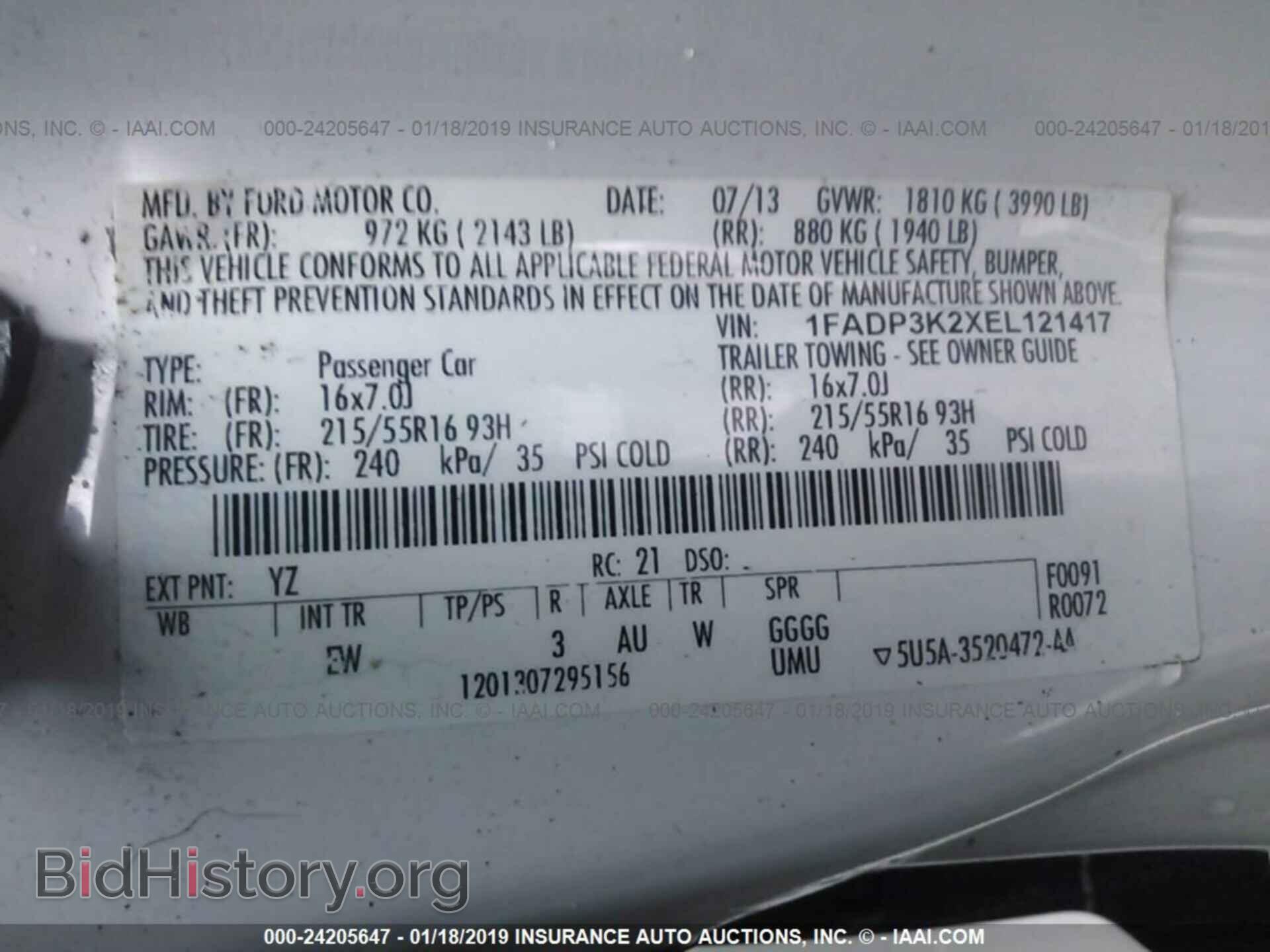 2014 FORD FOCUS - VIN: 1FADP3K2XEL121417 - Фото 9