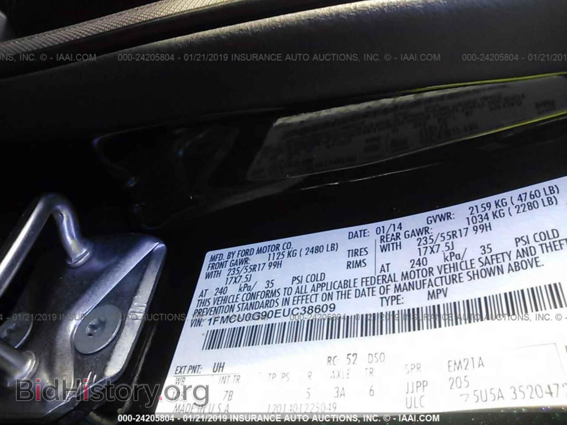 2014 FORD ESCAPE - VIN: 1FMCU0G90EUC38609 - Photo 9