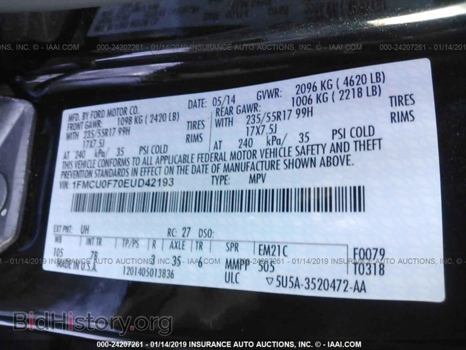 2014 FORD ESCAPE - VIN: 1FMCU0F70EUD42193 - Photo 9