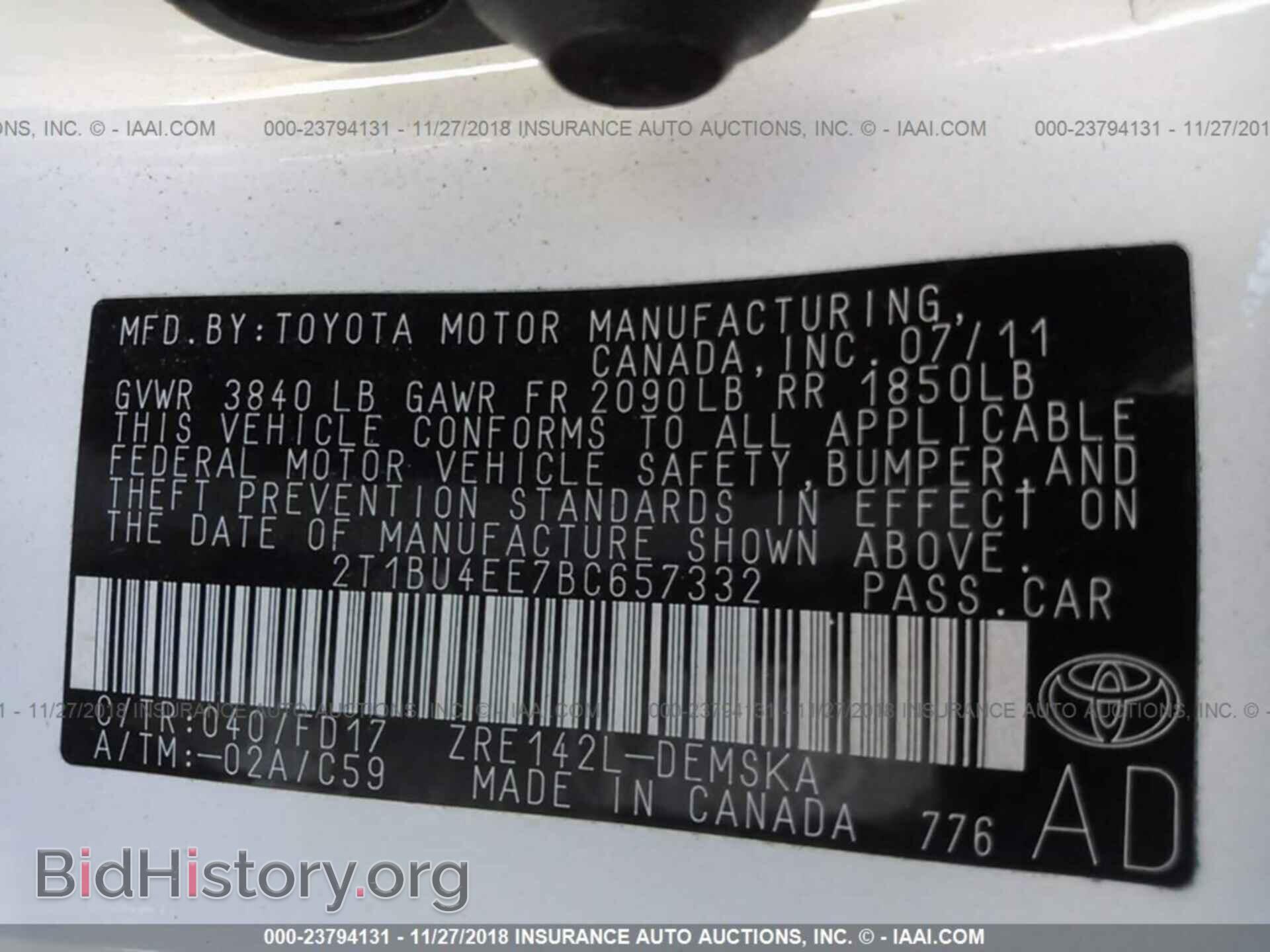 2011 TOYOTA COROLLA - VIN: 2T1BU4EE7BC657332 - Фото 9