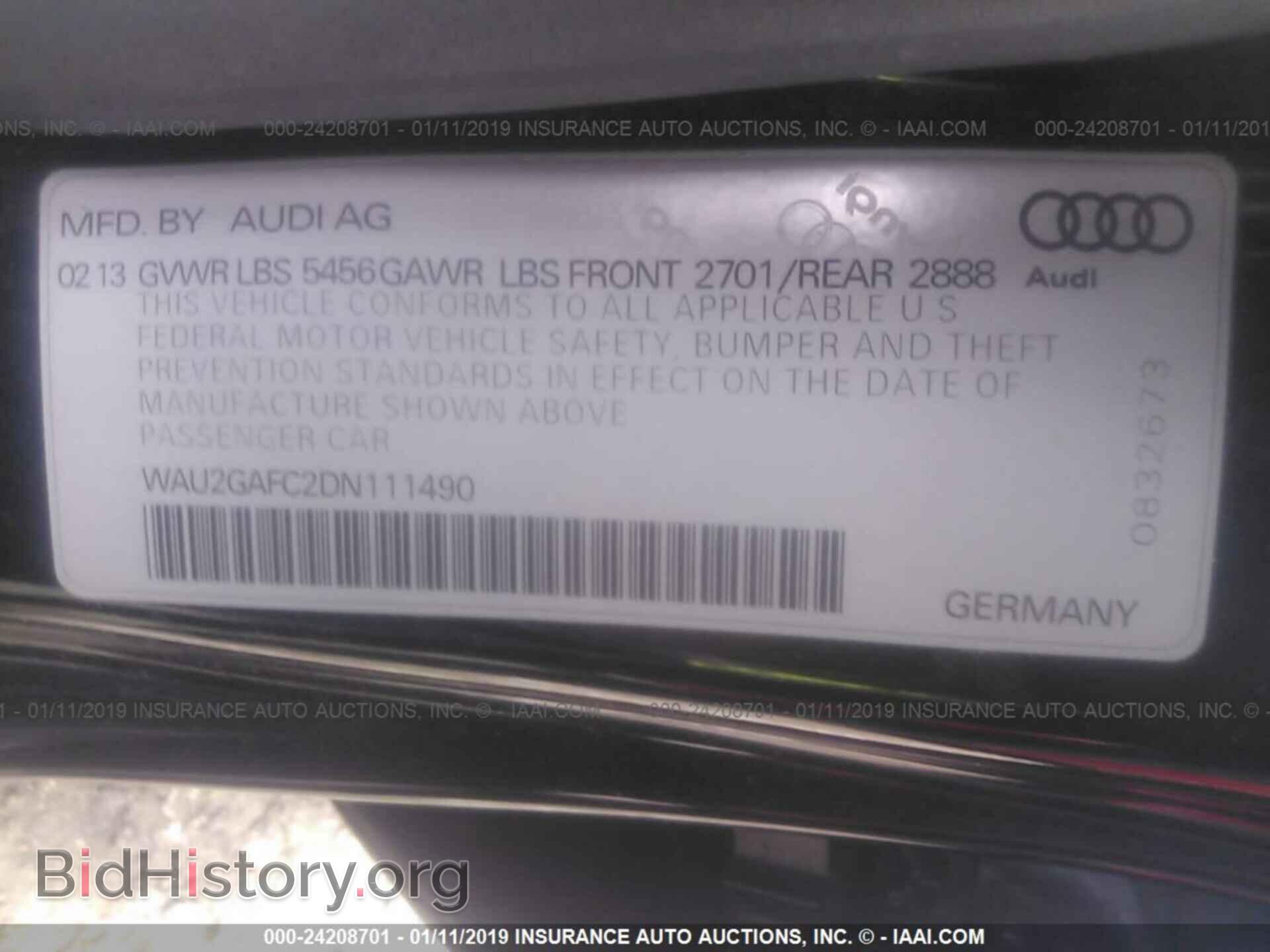 2013 AUDI A7 - VIN: WAU2GAFC2DN111490 - Фото 9