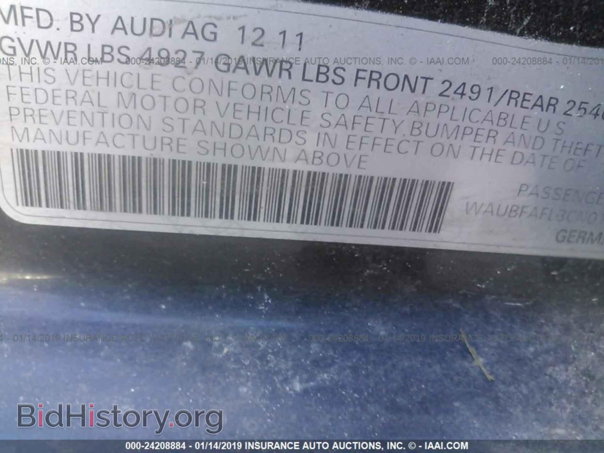 2012 AUDI A4 - VIN: WAUBFAFL3CN018298 - Фото 9
