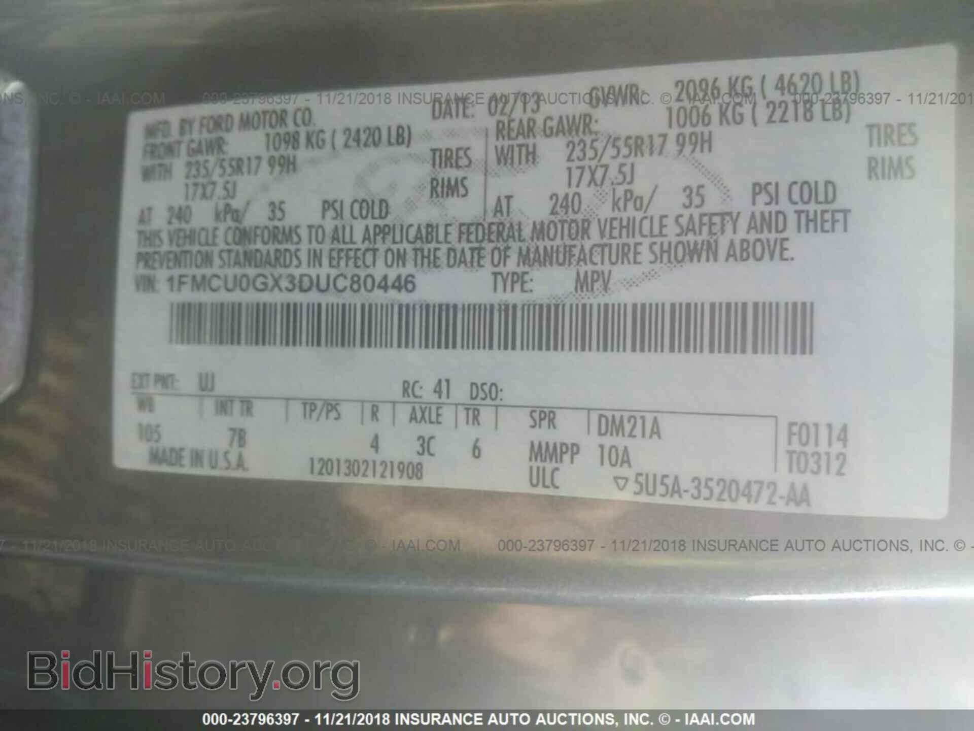 2013 FORD ESCAPE - VIN: 1FMCU0GX3DUC80446 - Photo 9