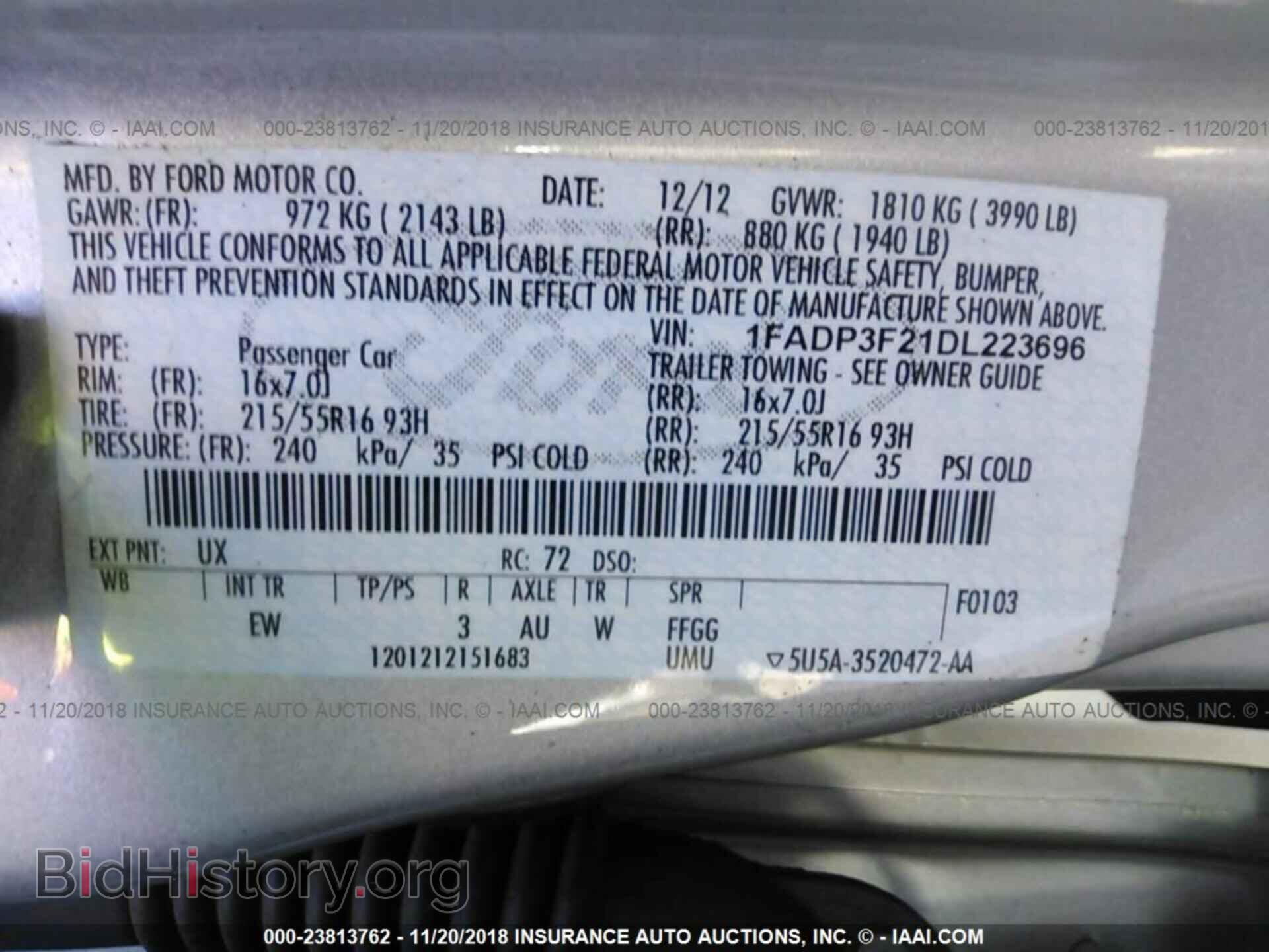 2013 FORD FOCUS - VIN: 1FADP3F21DL223696 - Фото 9