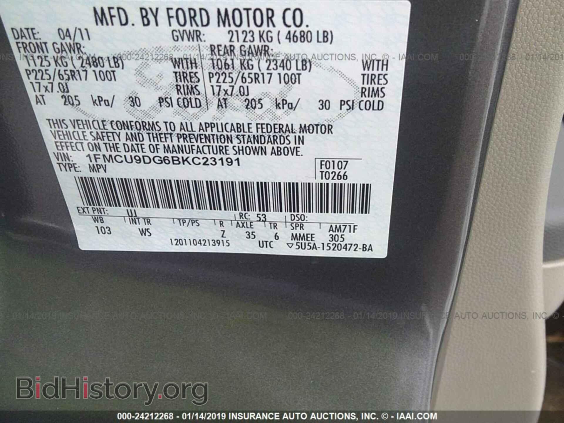 2011 FORD ESCAPE - VIN: 1FMCU9DG6BKC23191 - Photo 9