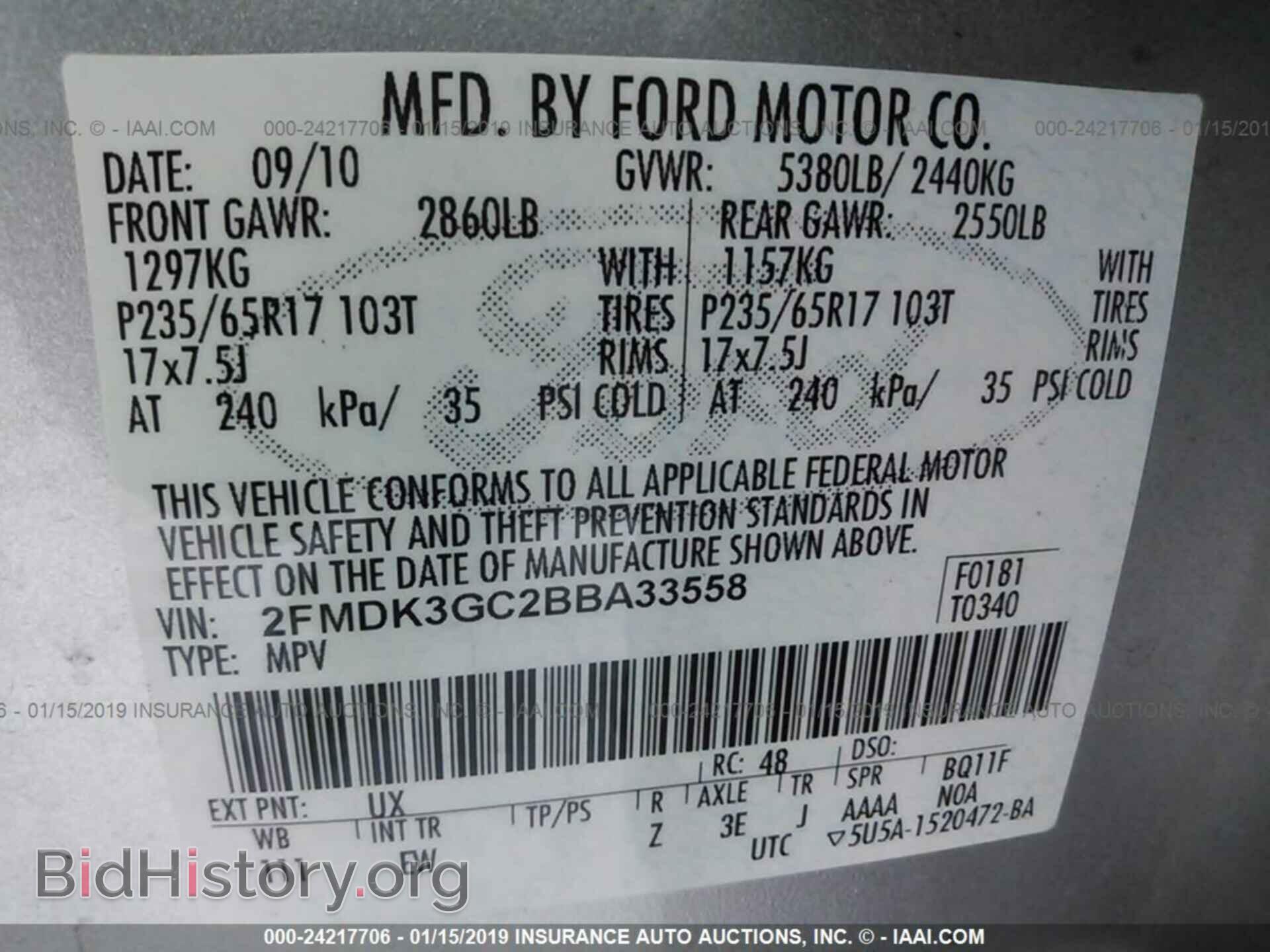 2011 FORD EDGE - VIN: 2FMDK3GC2BBA33558 - Фото 9