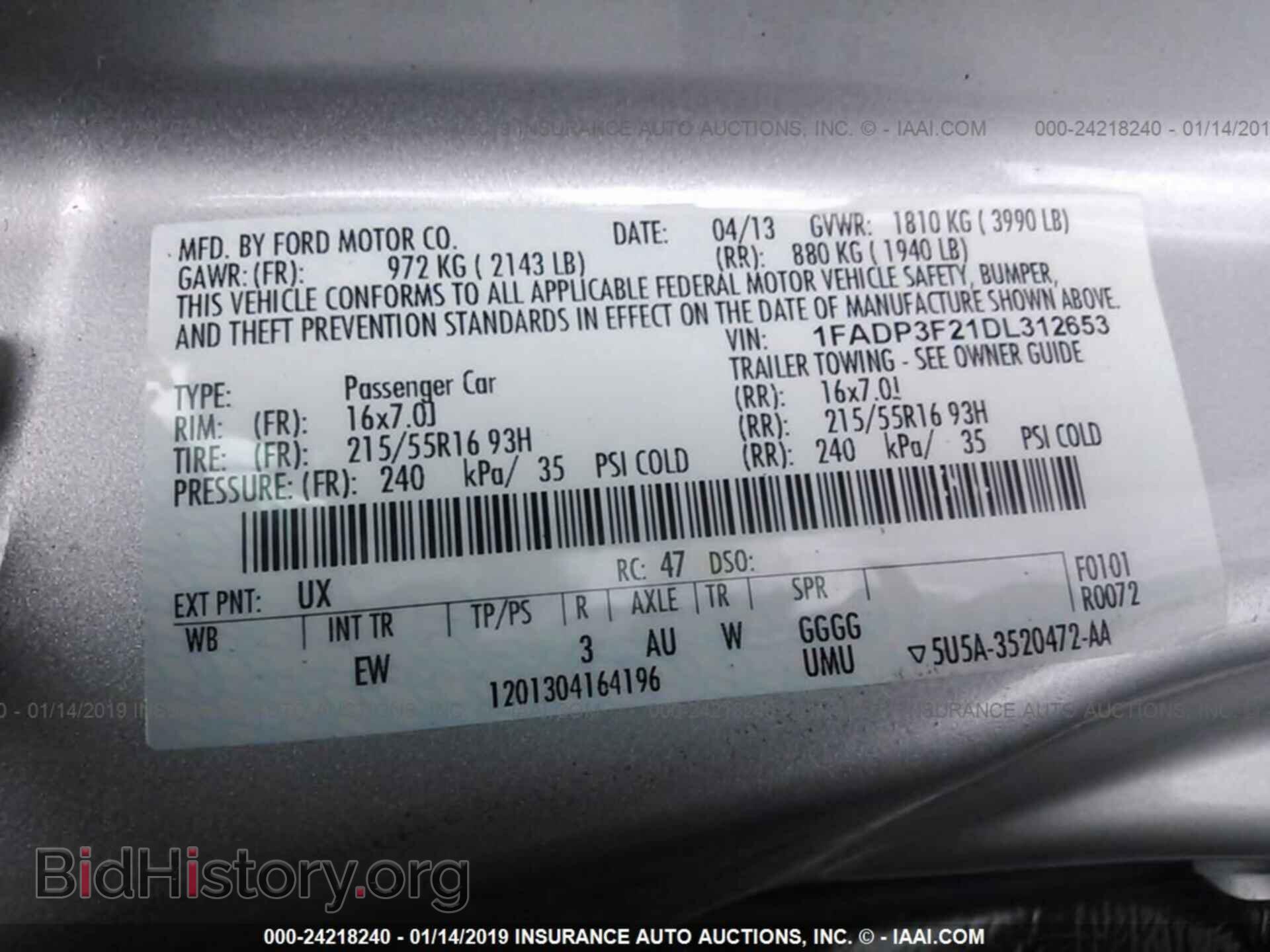2013 FORD FOCUS - VIN: 1FADP3F21DL312653 - Фото 9