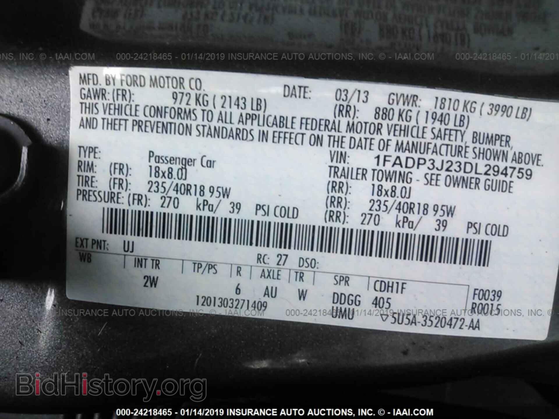 2013 FORD FOCUS - VIN: 1FADP3J23DL294759 - Фото 9