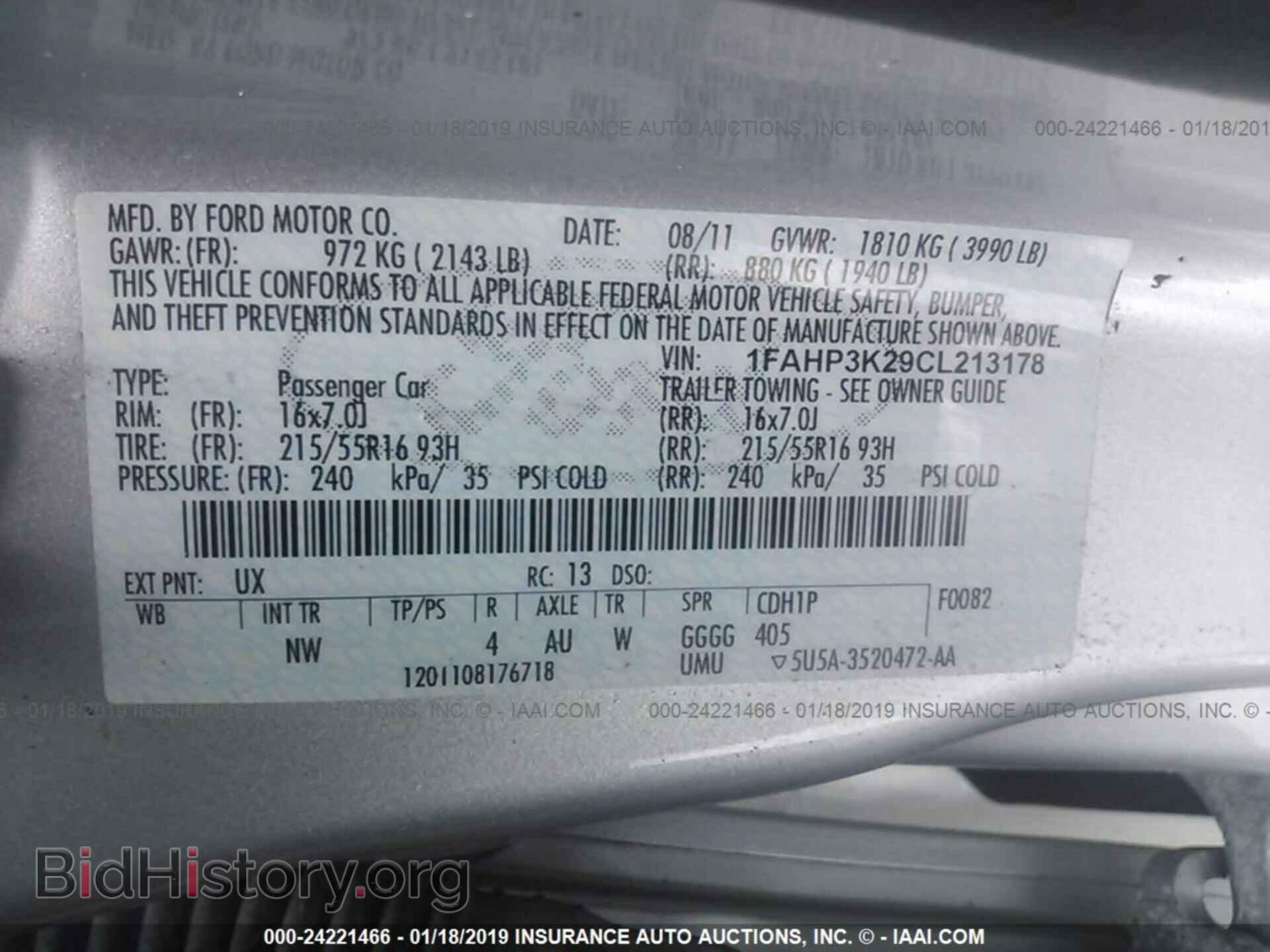 2012 FORD FOCUS - VIN: 1FAHP3K29CL213178 - Фото 9
