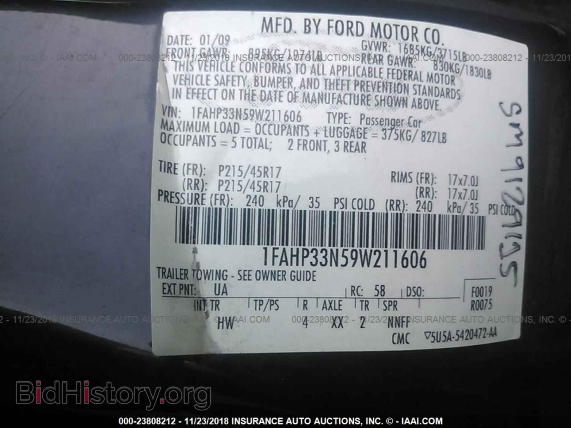 2009 FORD FOCUS - VIN: 1FAHP33N59W211606 - Photo 9