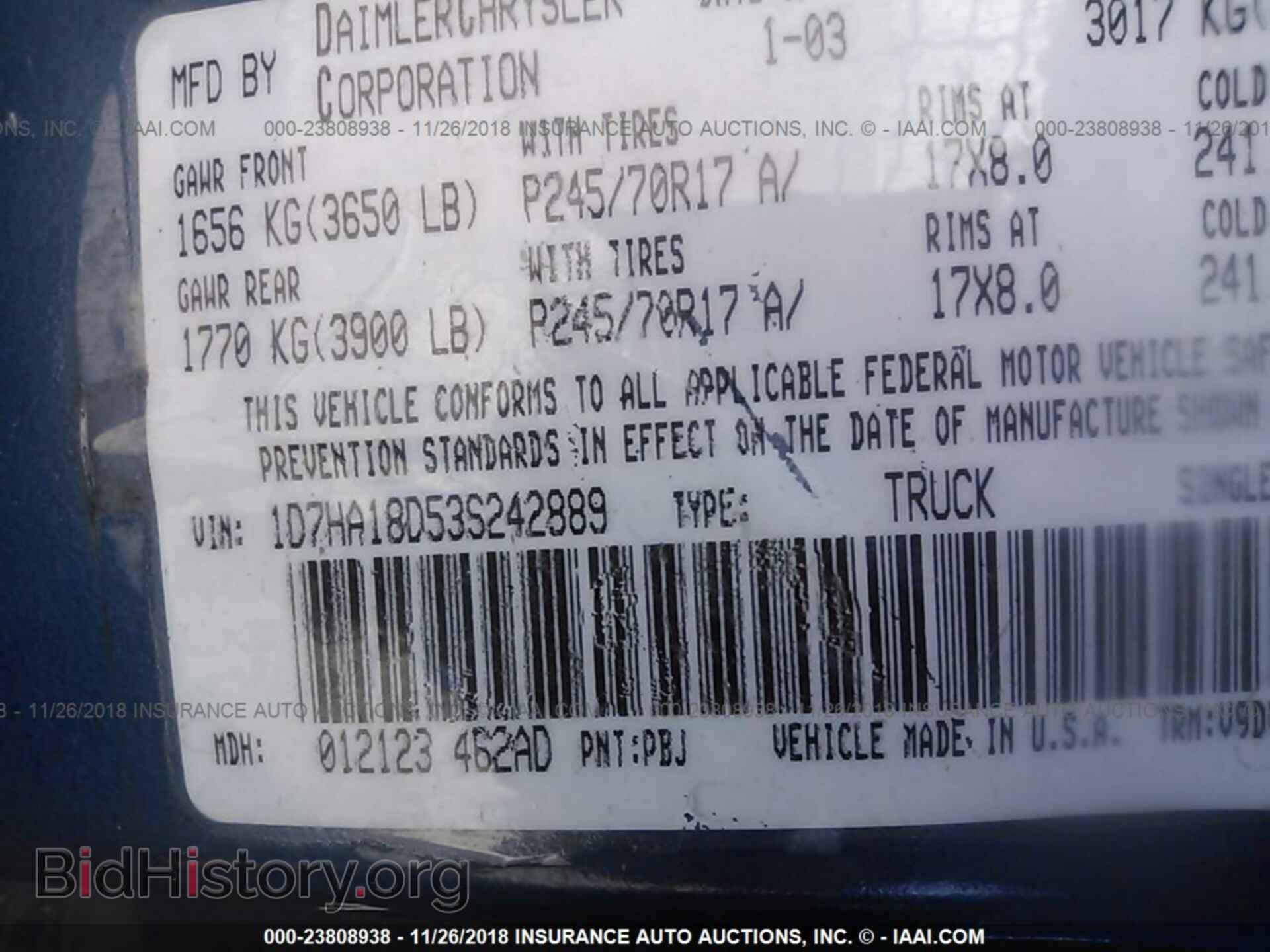 2003 DODGE RAM 1500 - VIN: 1D7HA18D53S242889 - Photo 9