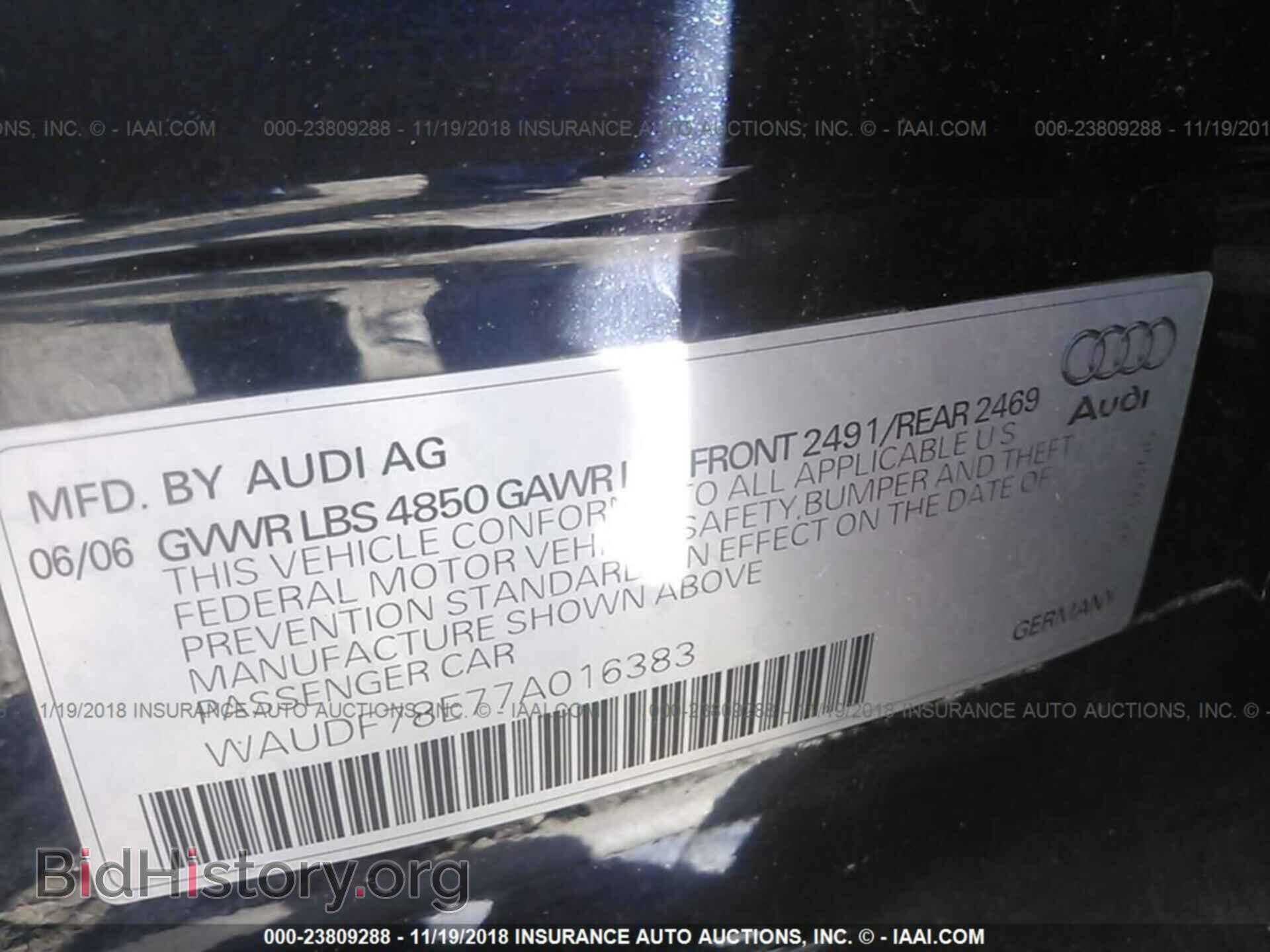 2007 AUDI A4 - VIN: WAUDF78E77A016383 - Фото 9