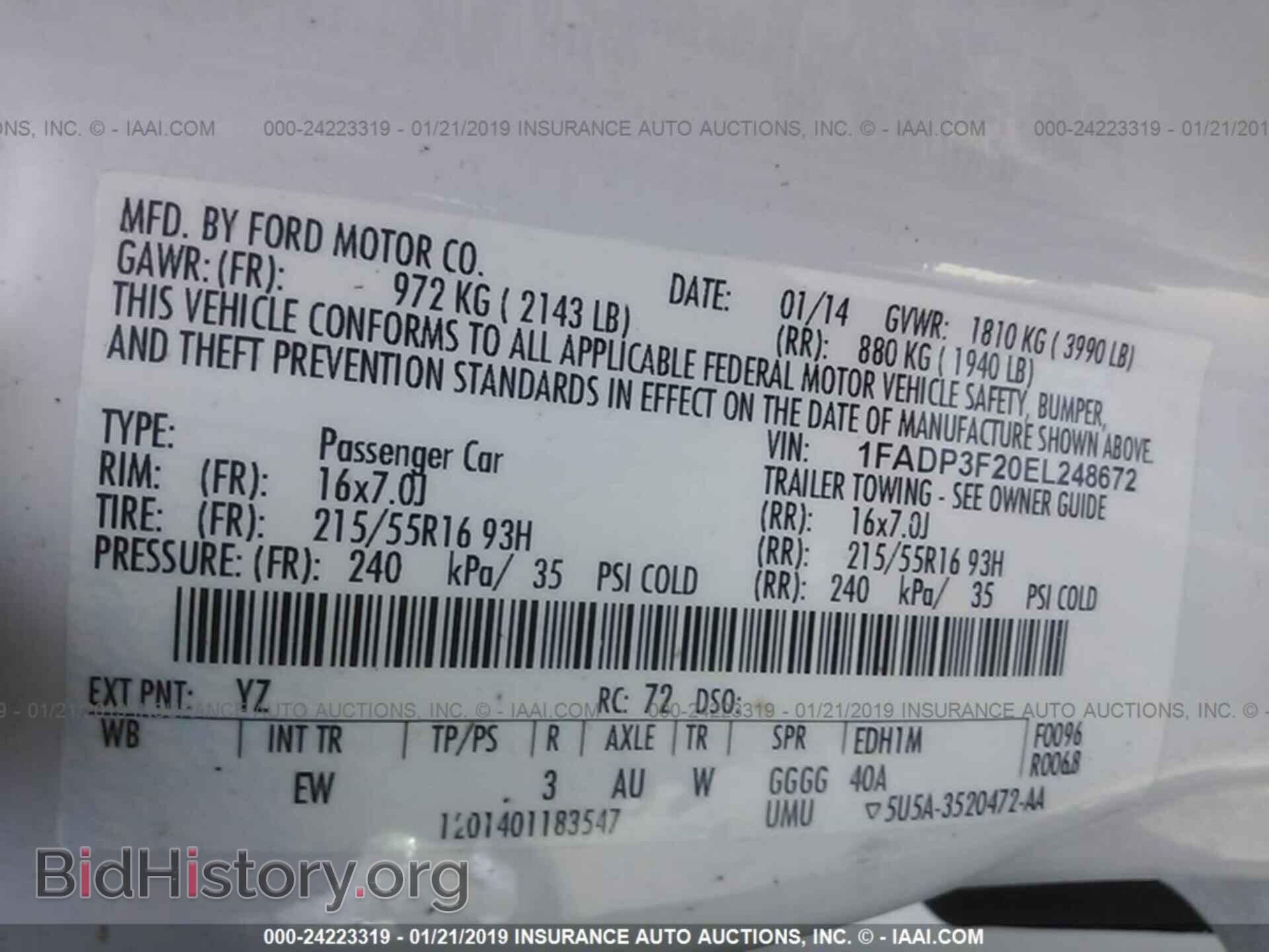 2014 FORD FOCUS - VIN: 1FADP3F20EL248672 - Фото 9