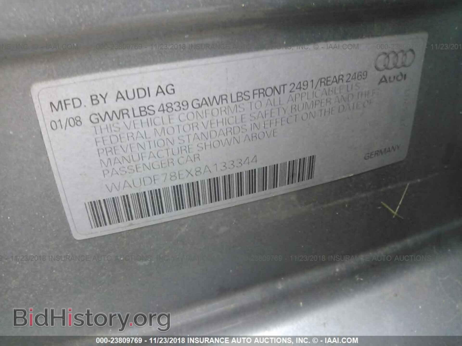 2008 AUDI A4 - VIN: WAUDF78EX8A133344 - Photo 9