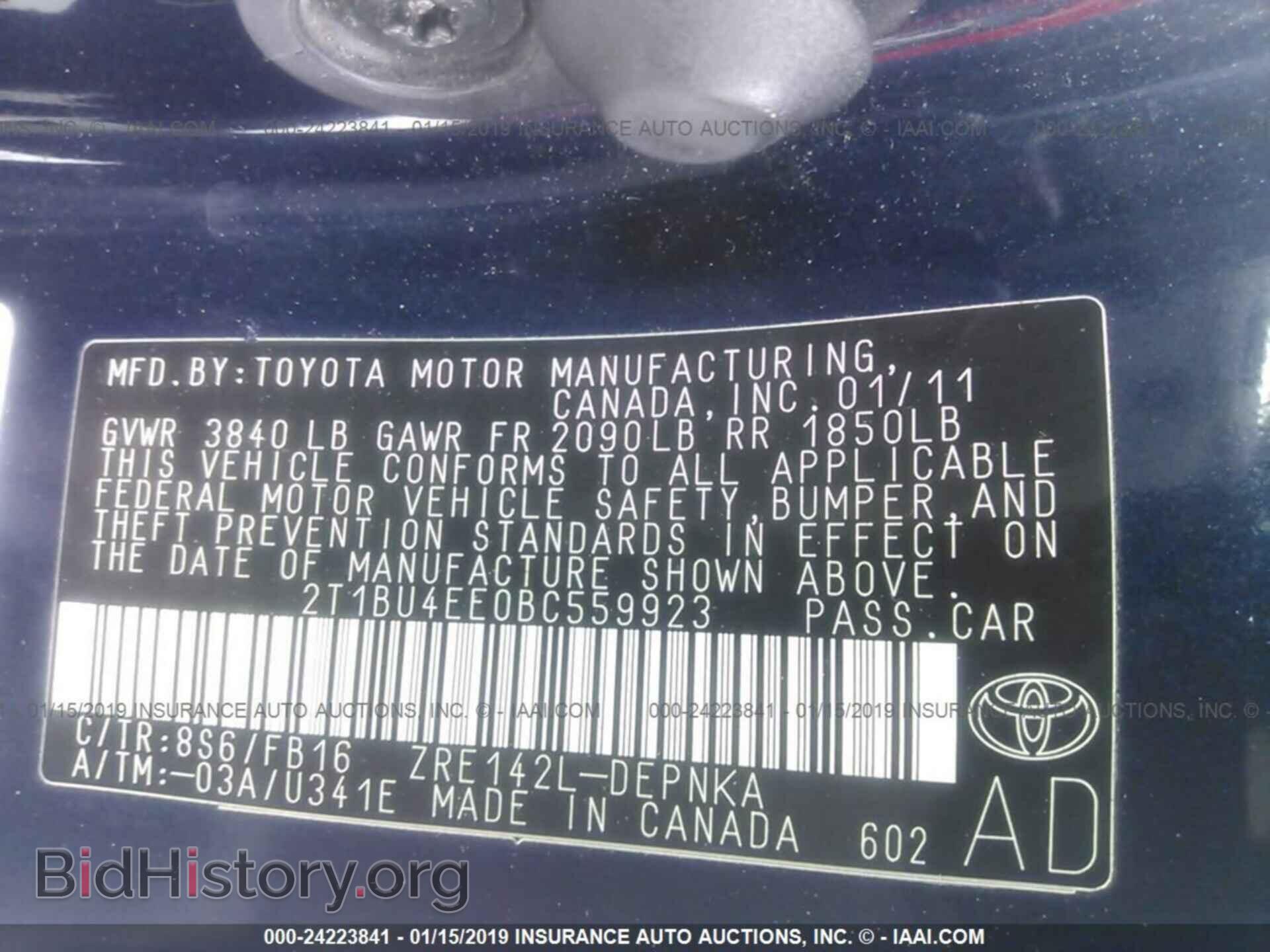 2011 TOYOTA COROLLA - VIN: 2T1BU4EE0BC559923 - Фото 9