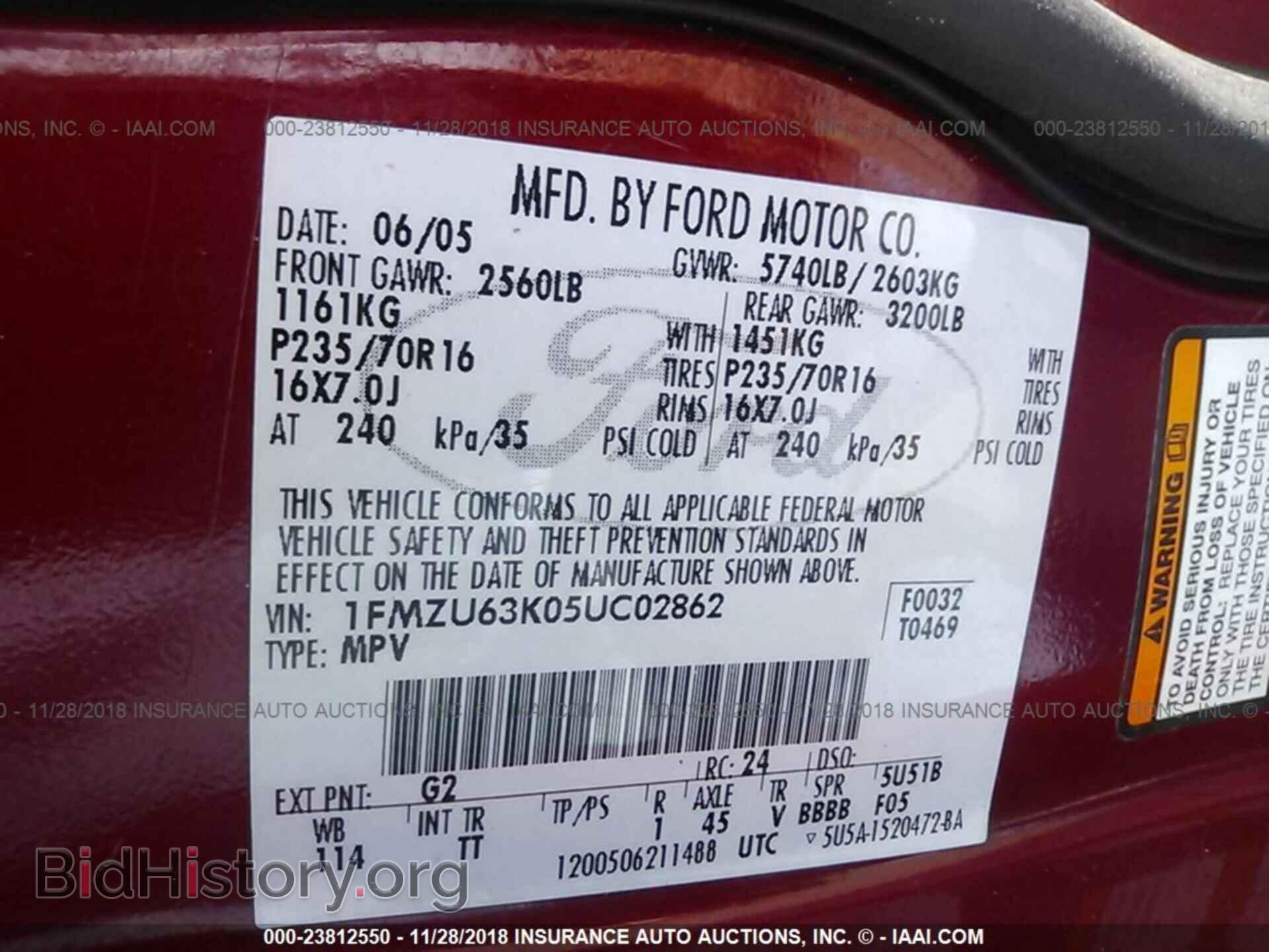 2005 FORD EXPLORER - VIN: 1FMZU63K05UC02862 - Photo 9
