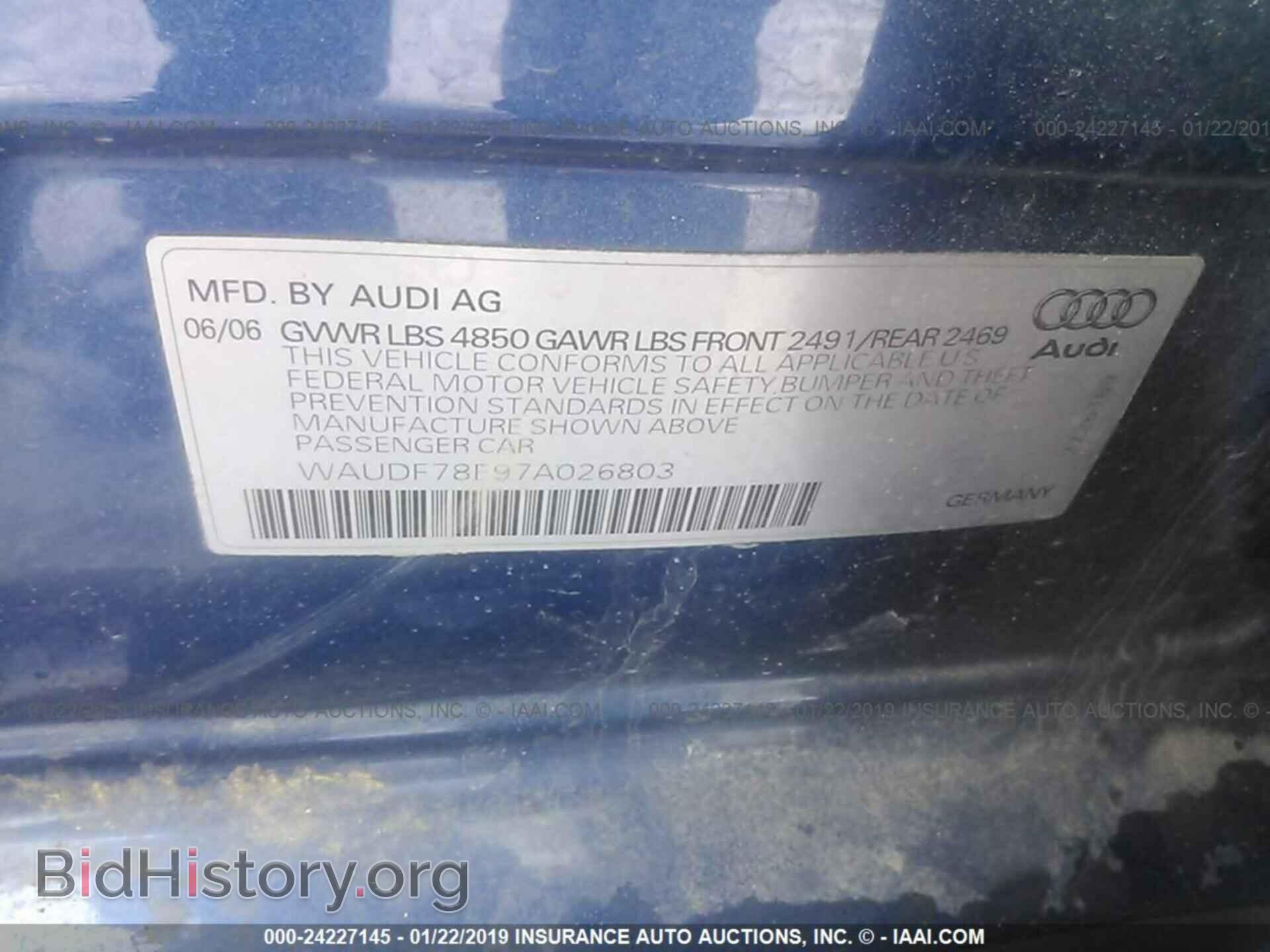 2007 AUDI A4 - VIN: WAUDF78E97A026803 - Фото 9