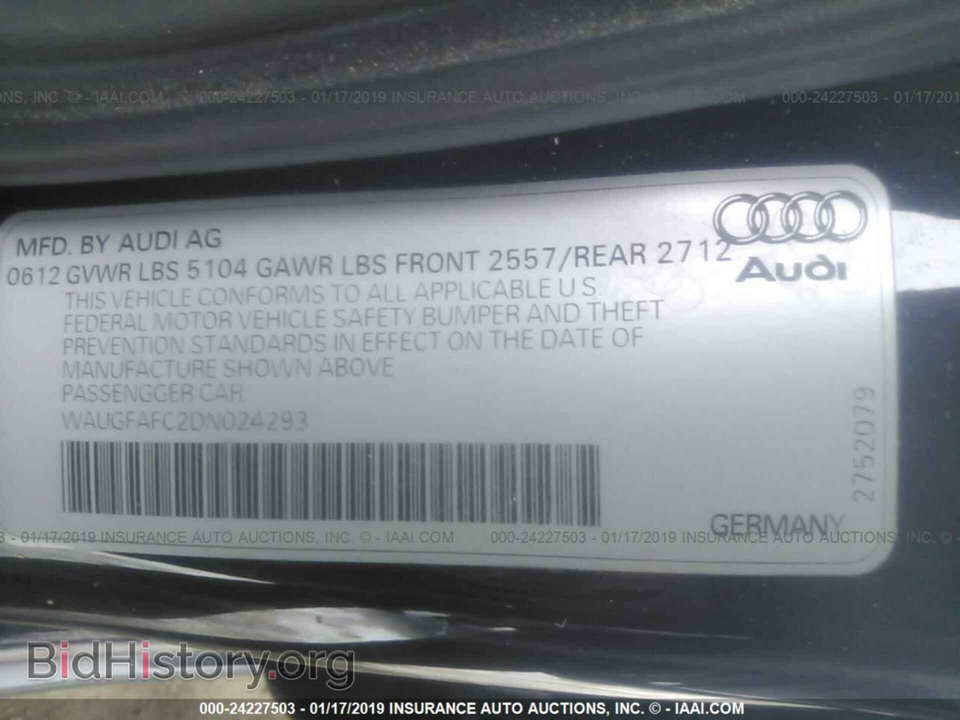 2013 AUDI A6 - VIN: WAUGFAFC2DN024293 - Фото 9