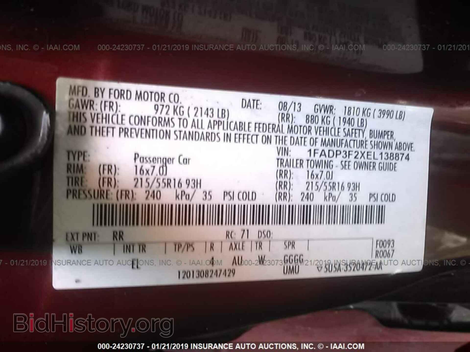 2014 FORD FOCUS - VIN: 1FADP3F2XEL138874 - Фото 9