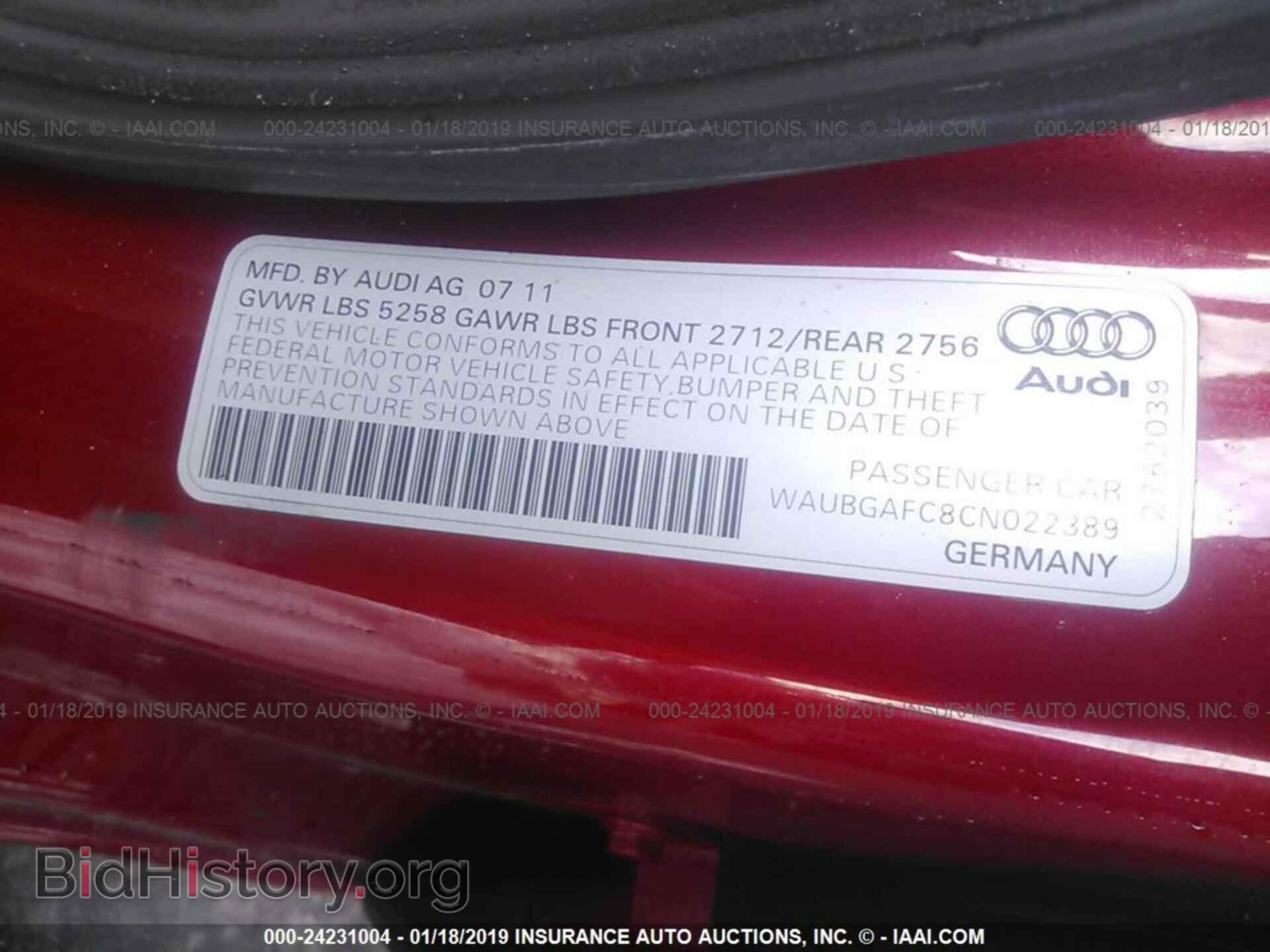 2012 AUDI A6 - VIN: WAUBGAFC8CN022389 - Photo 9