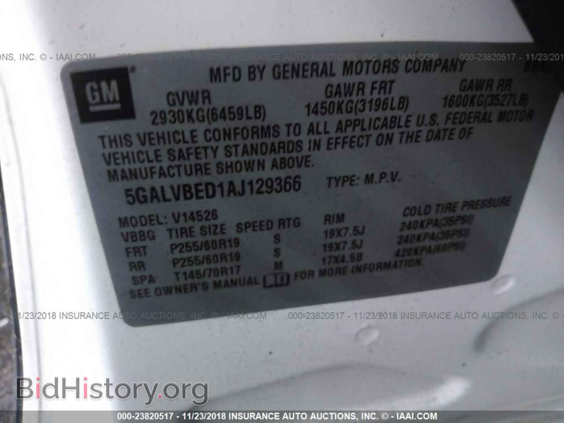 2010 BUICK ENCLAVE - VIN: 5GALVBED1AJ129366 - Photo 9