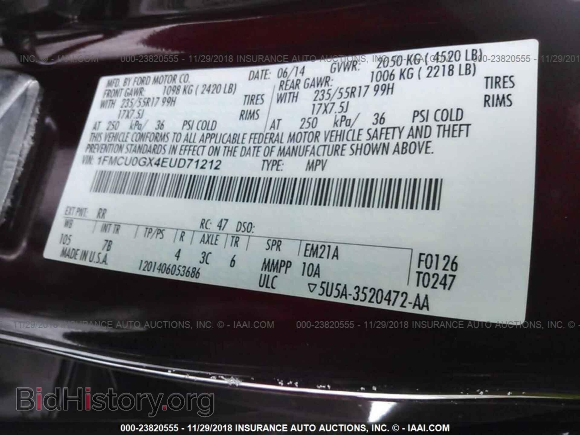 2014 FORD ESCAPE - VIN: 1FMCU0GX4EUD71212 - Фото 9
