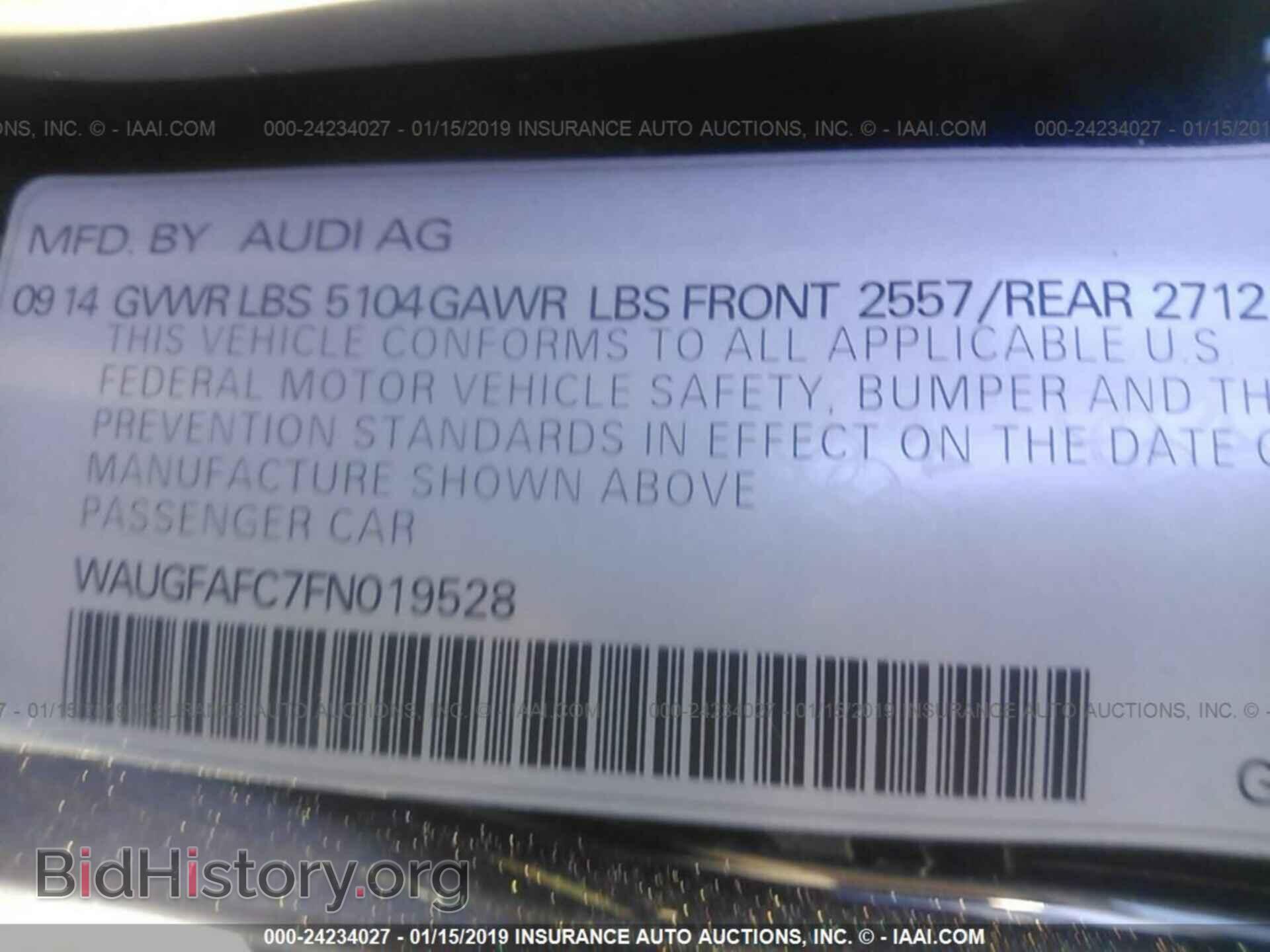 2015 AUDI A6 - VIN: WAUGFAFC7FN019528 - Фото 9