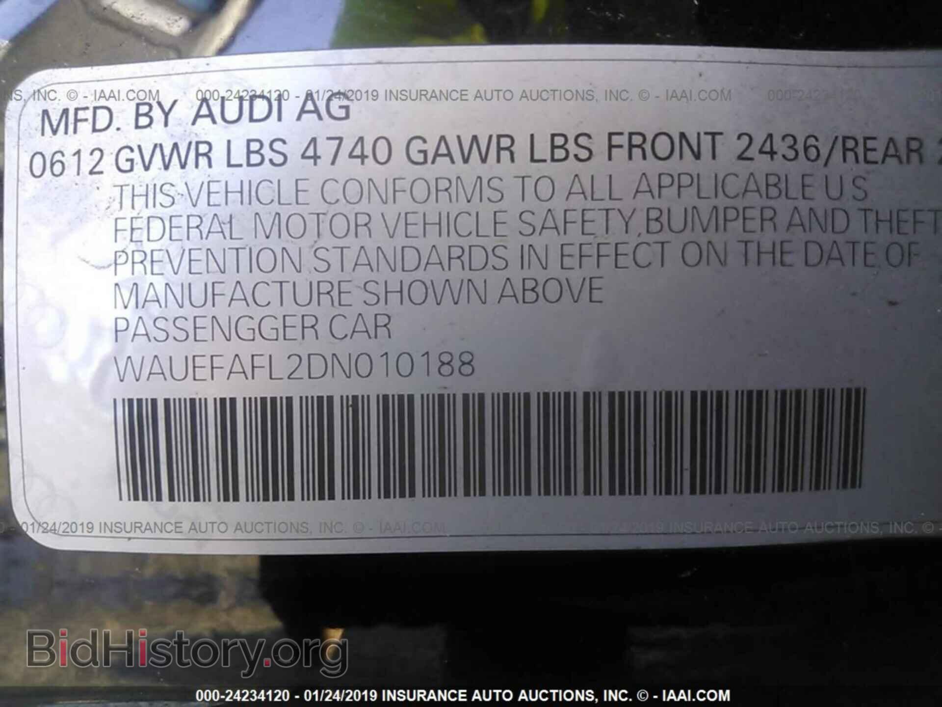 2013 AUDI A4 - VIN: WAUEFAFL2DN010188 - Фото 9