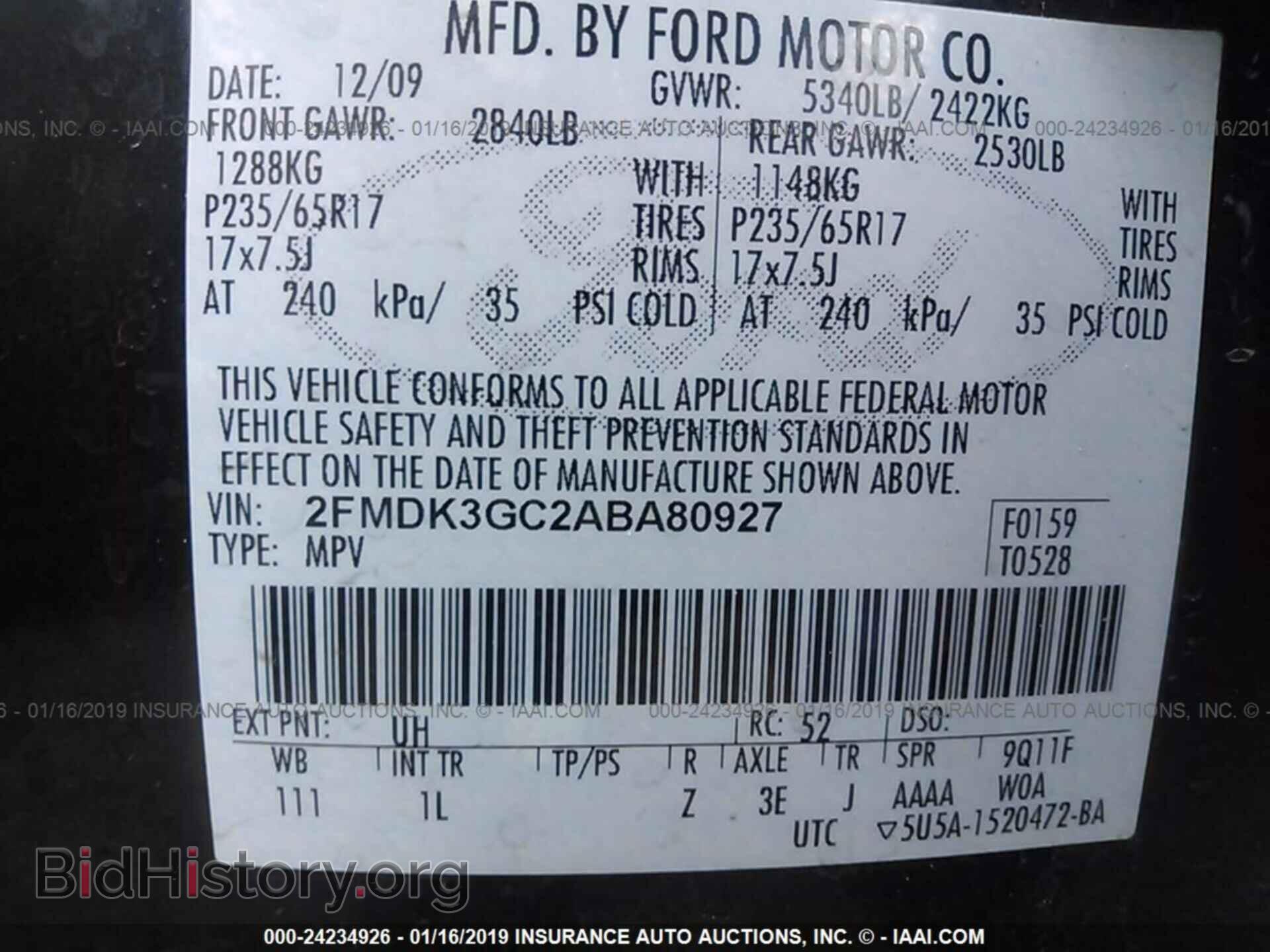 2010 FORD EDGE - VIN: 2FMDK3GC2ABA80927 - Photo 9