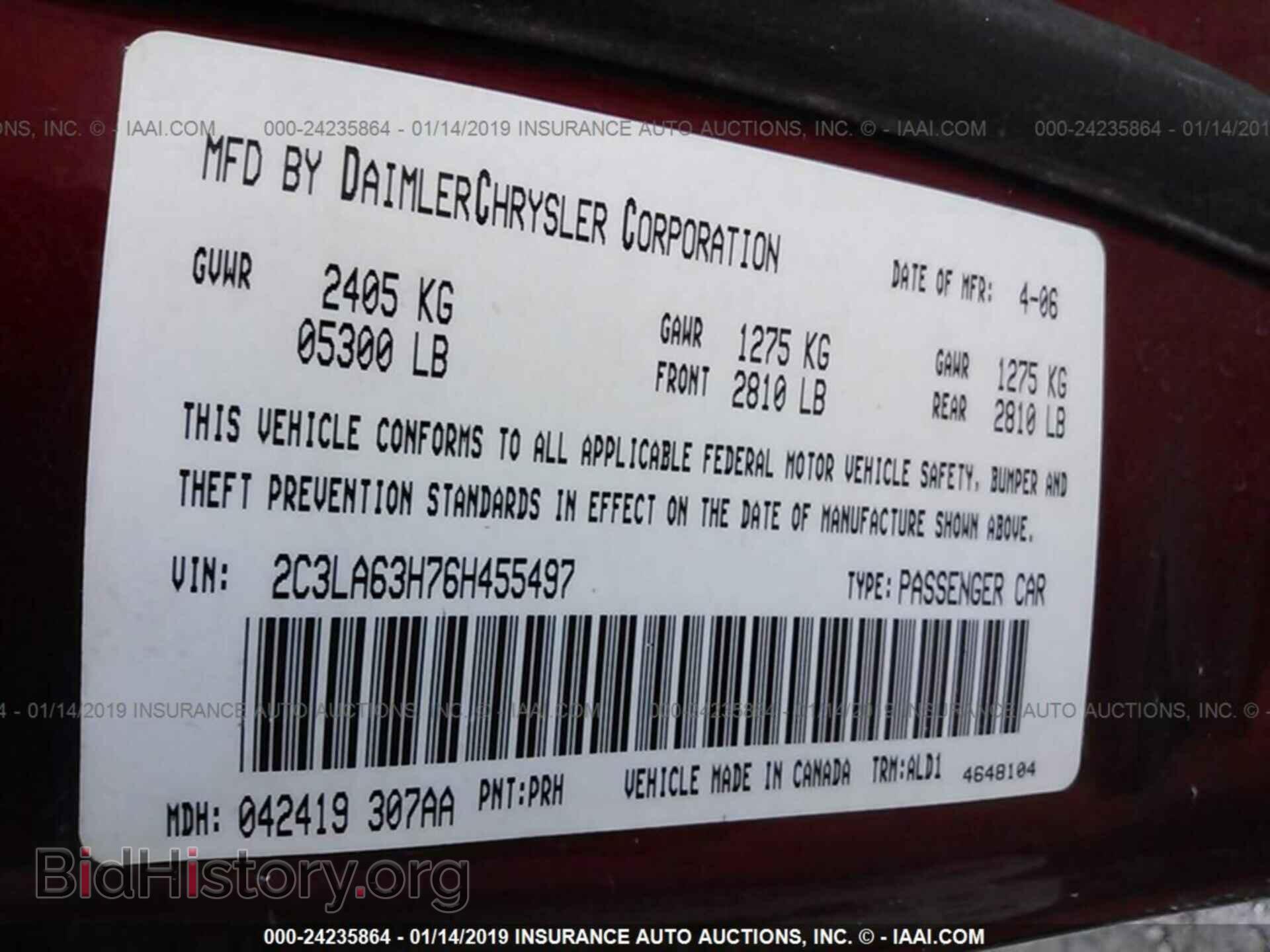 2006 CHRYSLER 300C - VIN: 2C3LA63H76H455497 - Фото 9