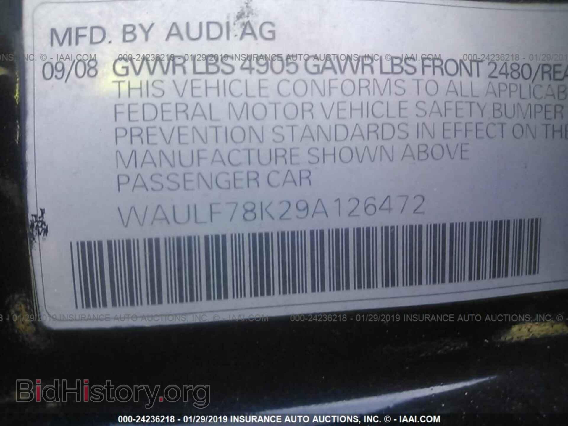 2009 AUDI A4 - VIN: WAULF78K29A126472 - Фото 9