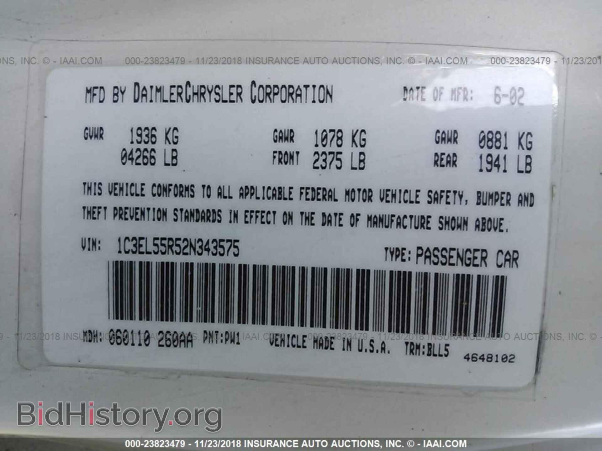 2002 CHRYSLER SEBRING - VIN: 1C3EL55R52N343575 - Photo 9