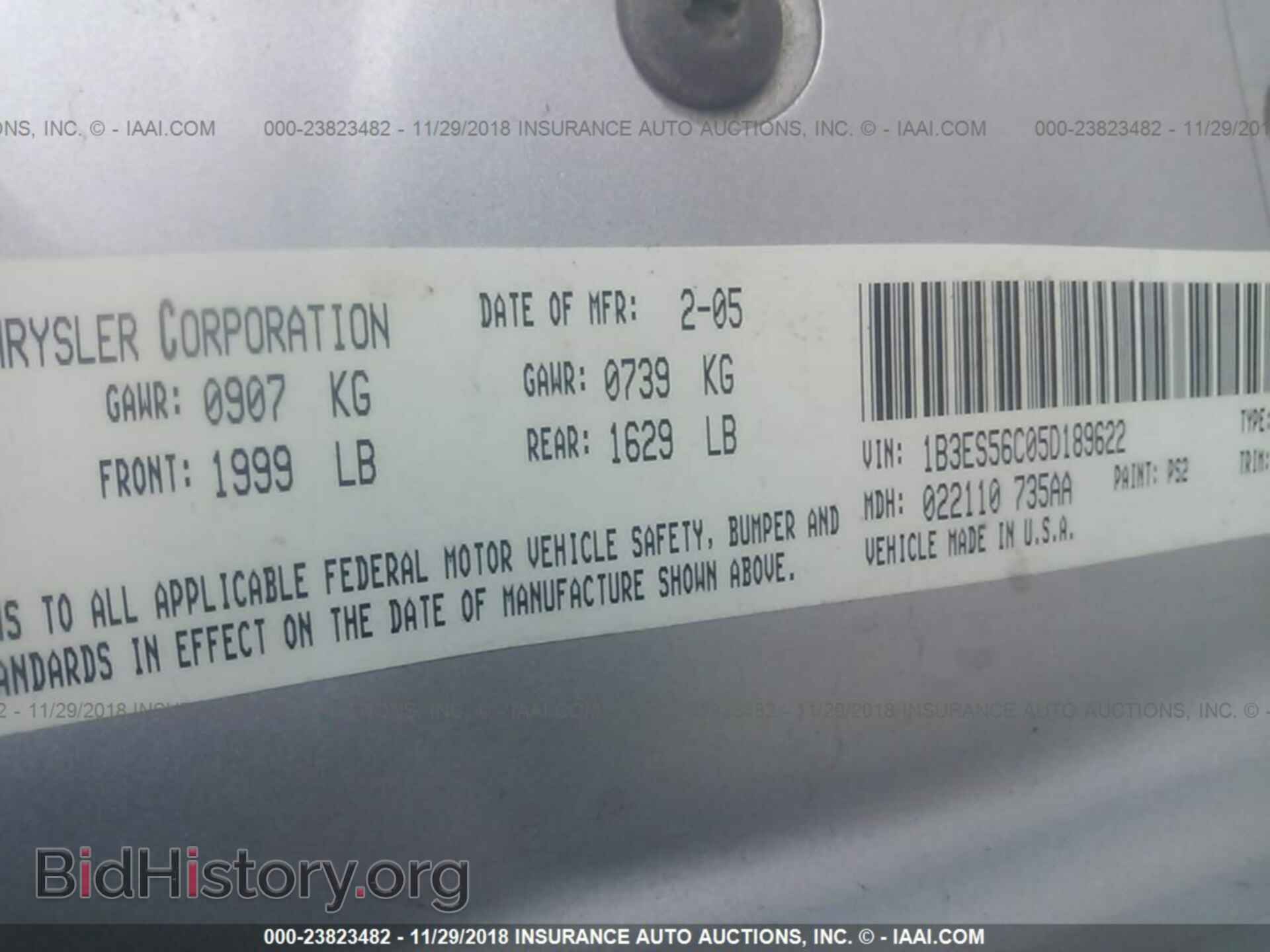 2005 DODGE NEON - VIN: 1B3ES56C05D189622 - Photo 9