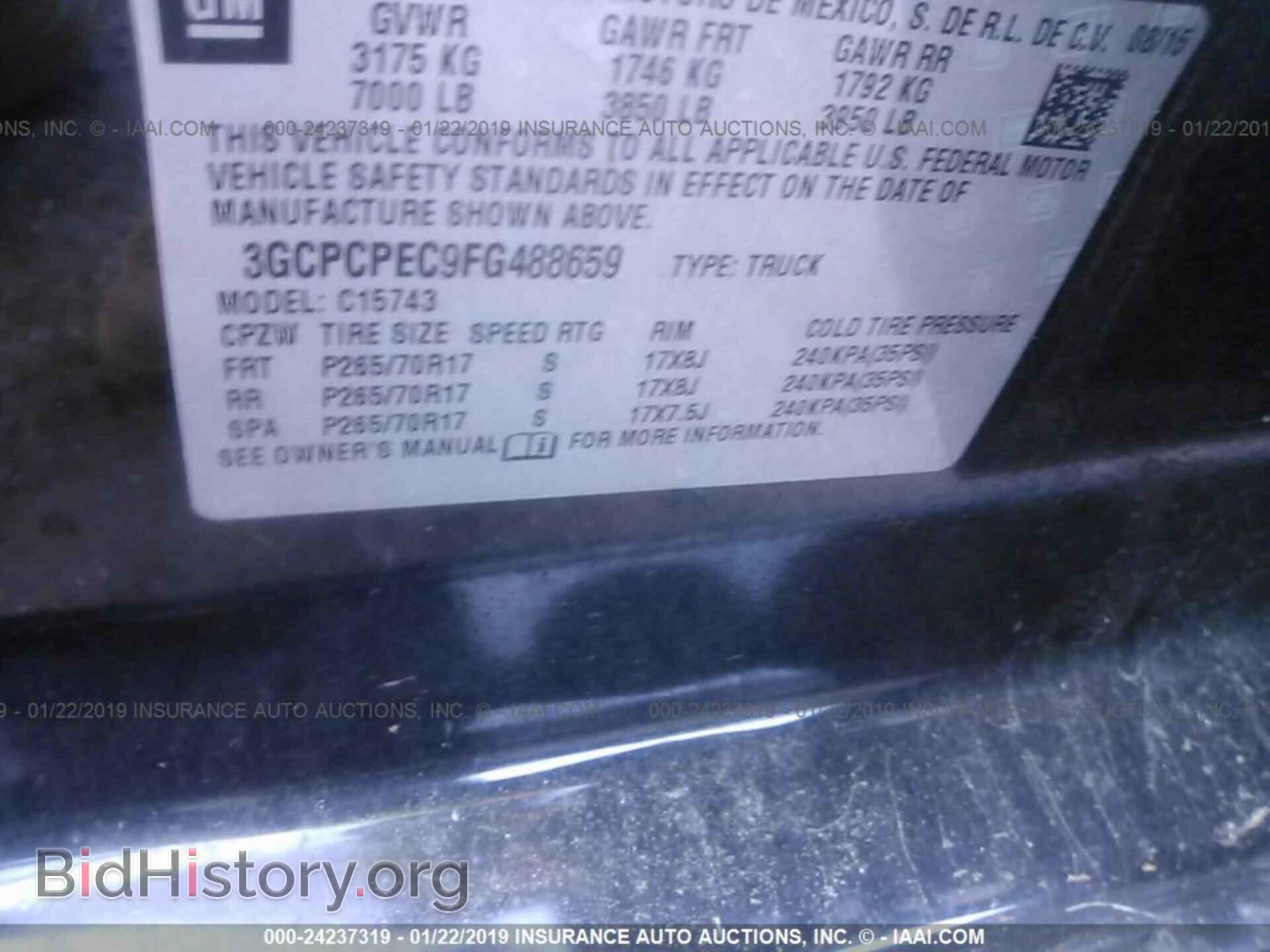 2015 CHEVROLET SILVERADO - VIN: 3GCPCPEC9FG488659 - Фото 9