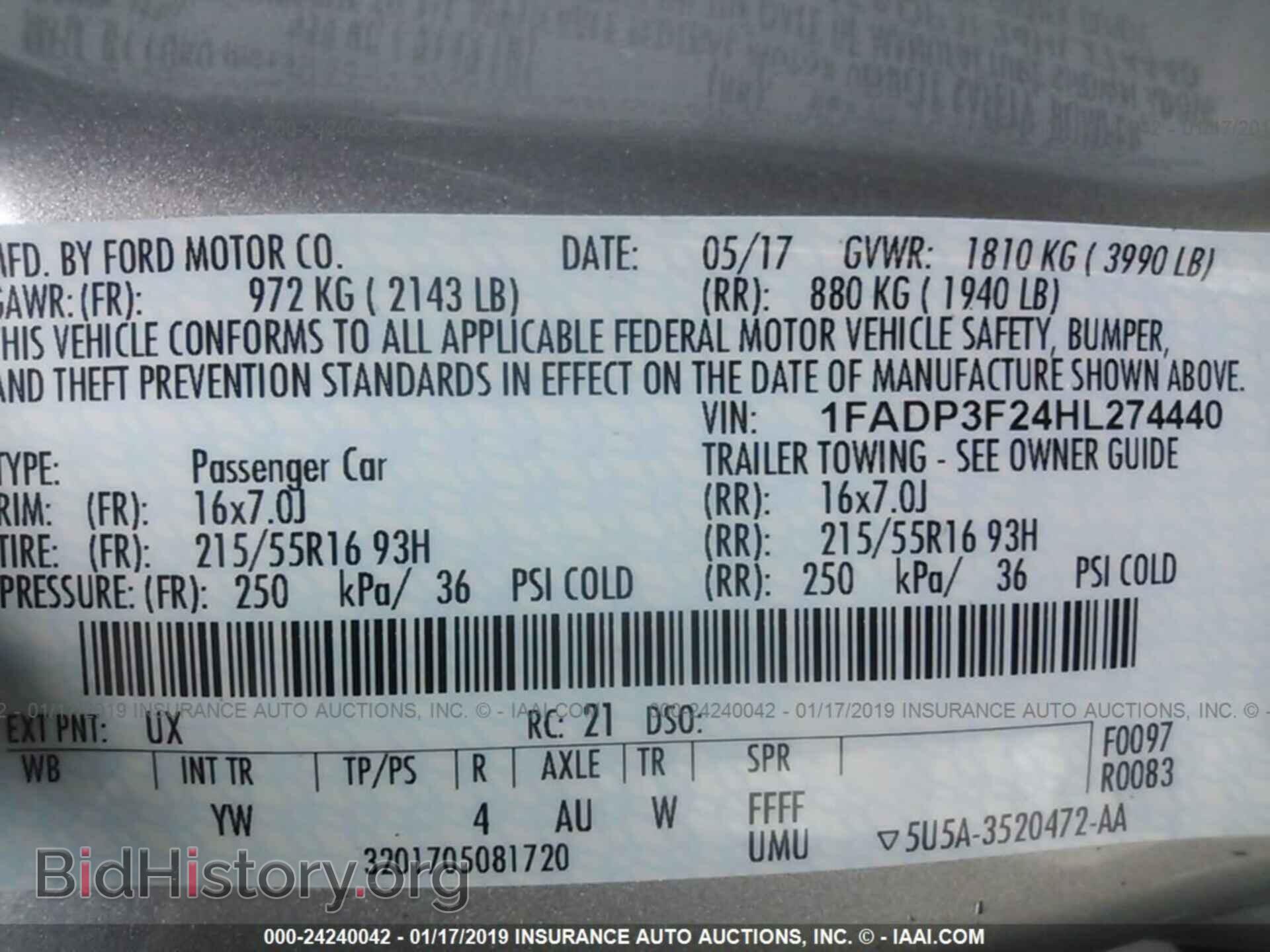 2017 FORD FOCUS - VIN: 1FADP3F24HL274440 - Фото 9