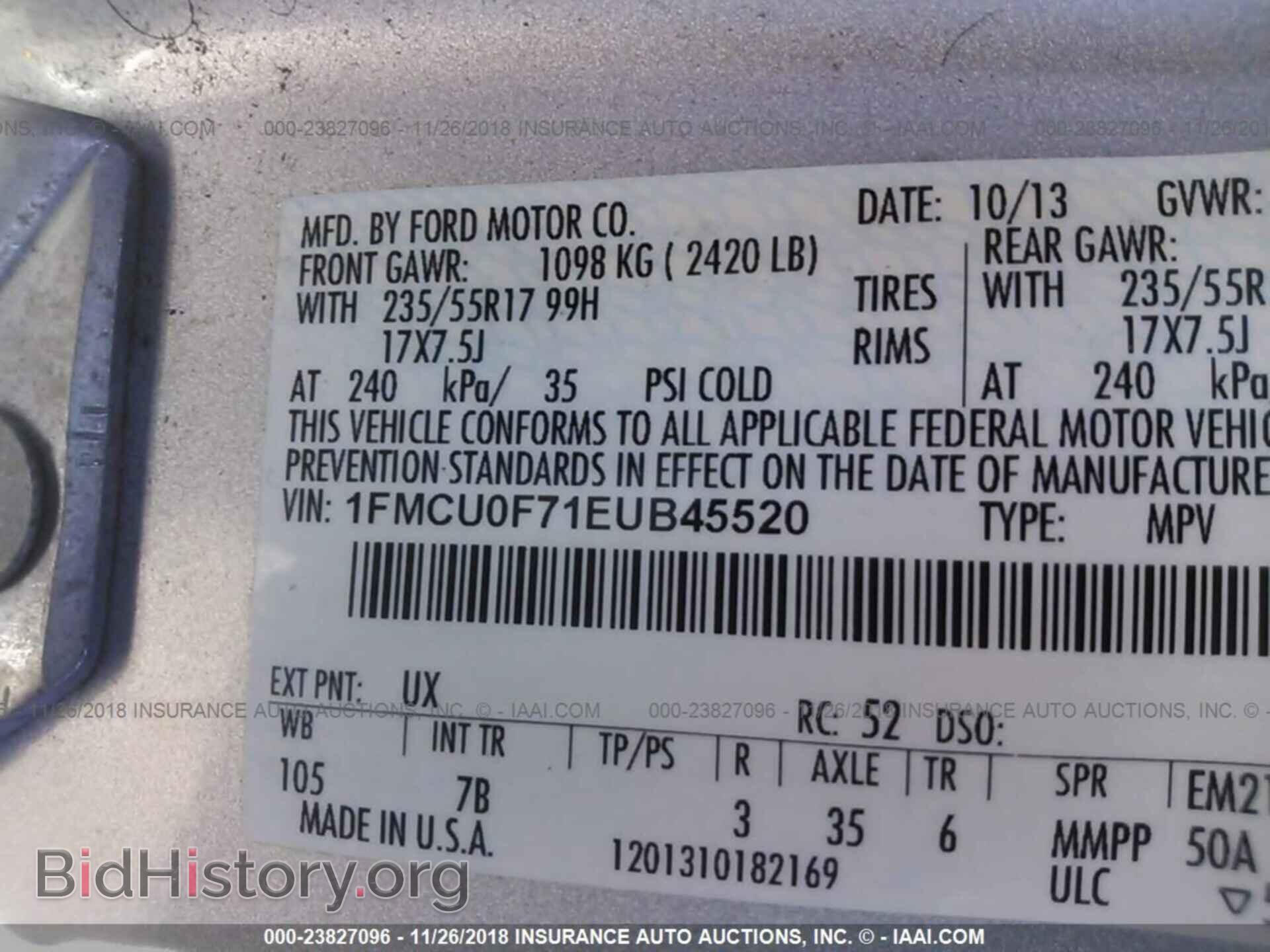 2014 FORD ESCAPE - VIN: 1FMCU0F71EUB45520 - Фото 9