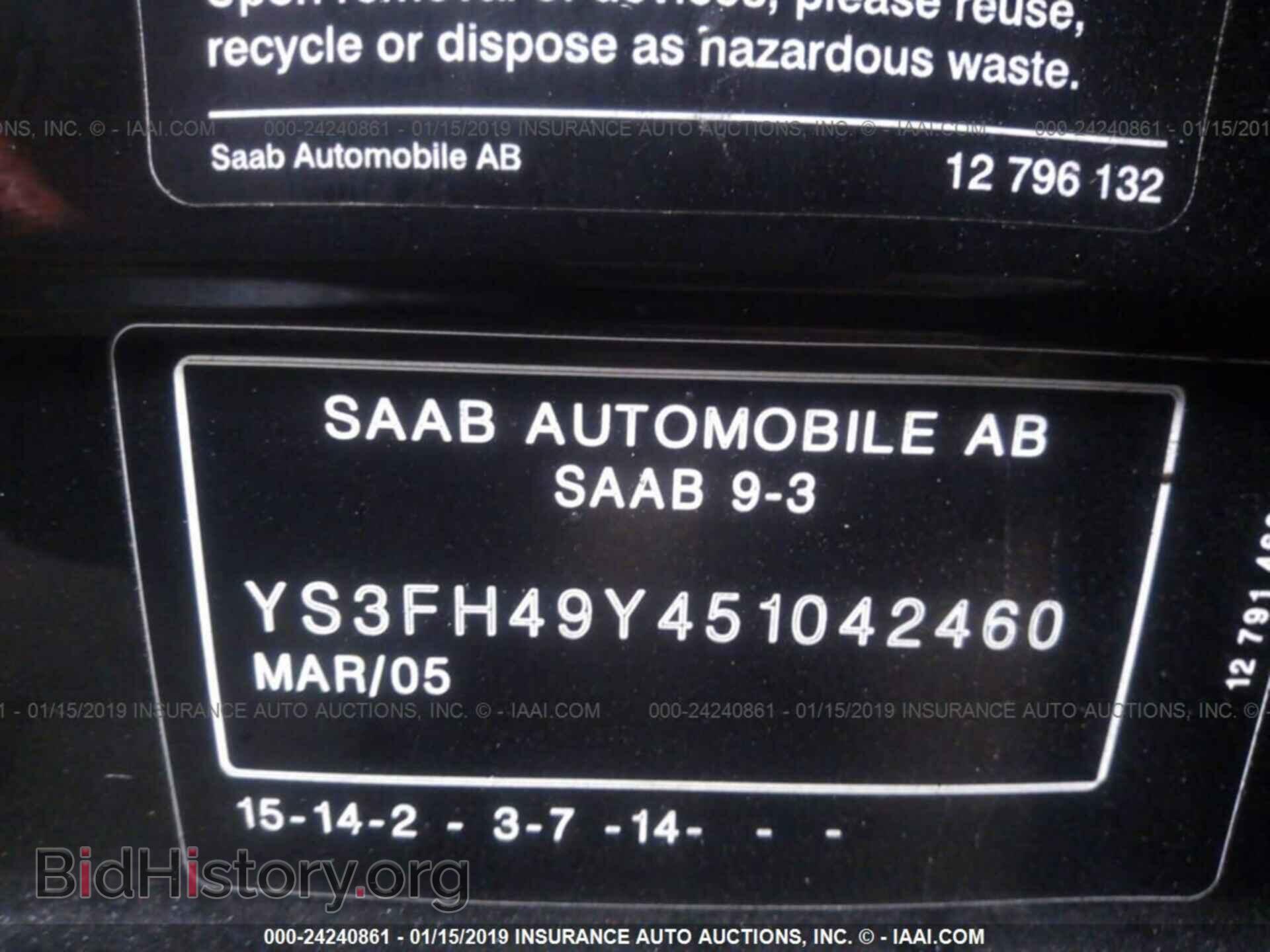 2005 SAAB 9-3 - VIN: YS3FH49Y451042460 - Фото 9