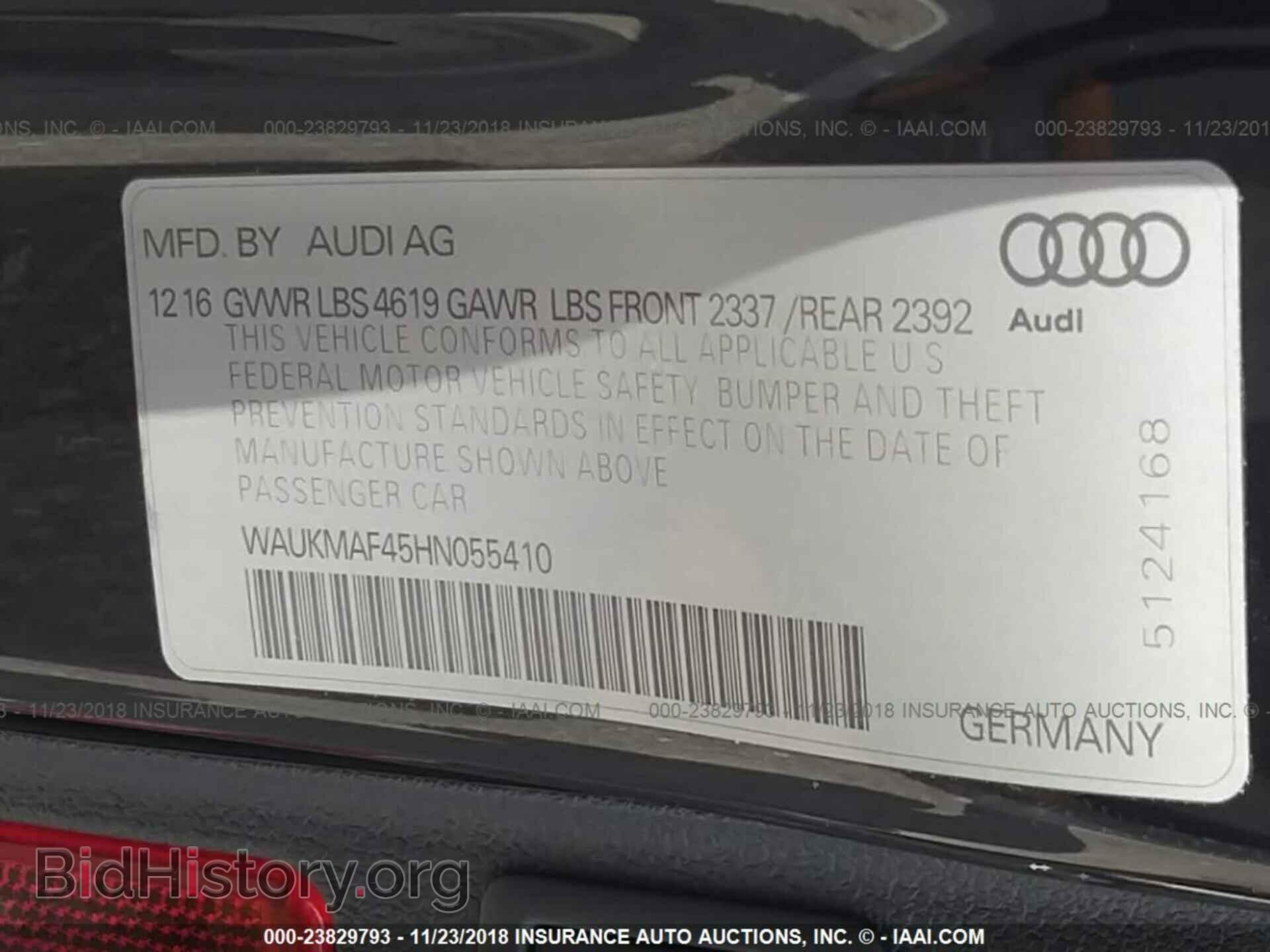 2017 AUDI A4 - VIN: WAUKMAF45HN055410 - Фото 9