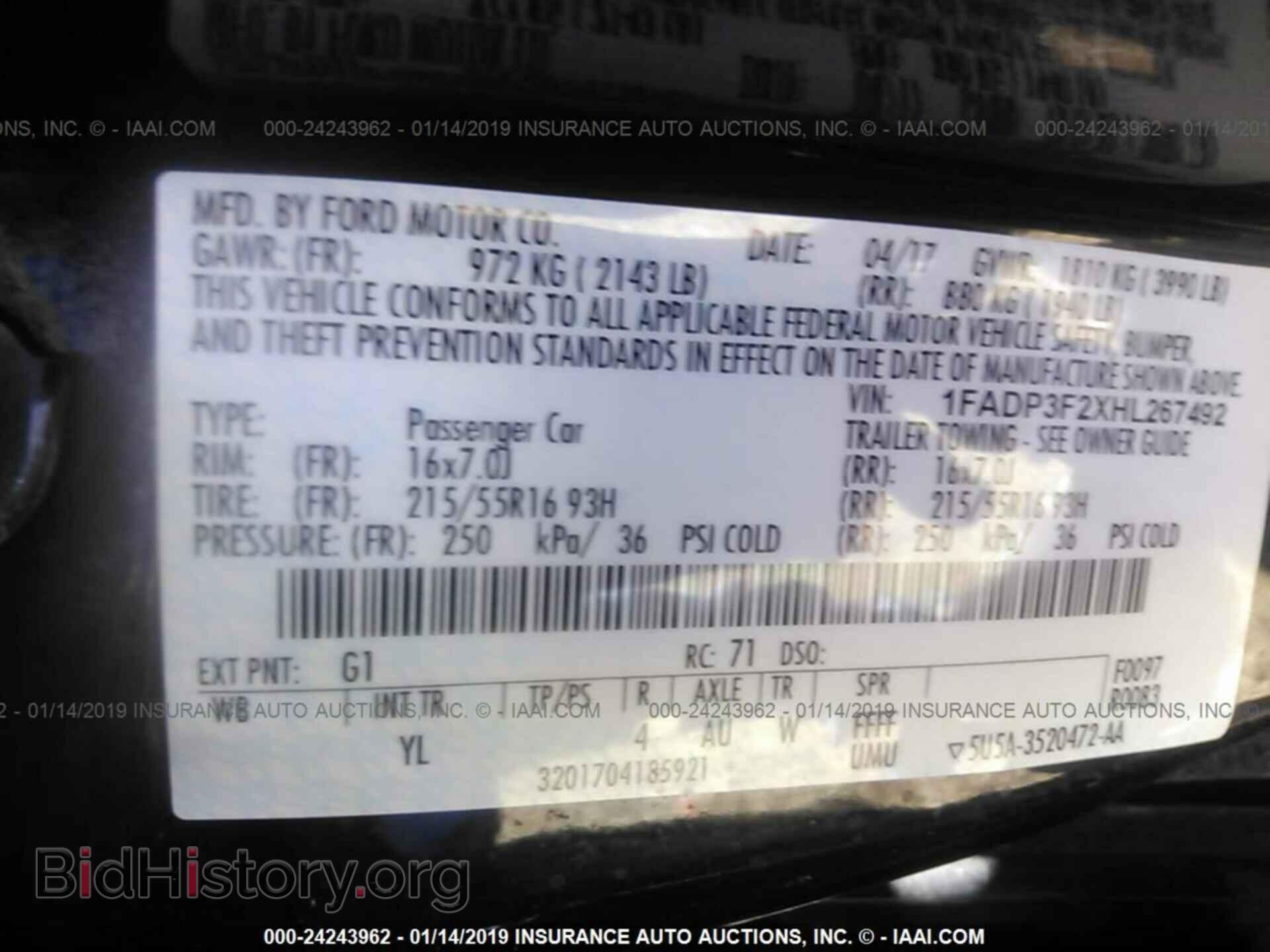 2017 FORD FOCUS - VIN: 1FADP3F2XHL267492 - Photo 9