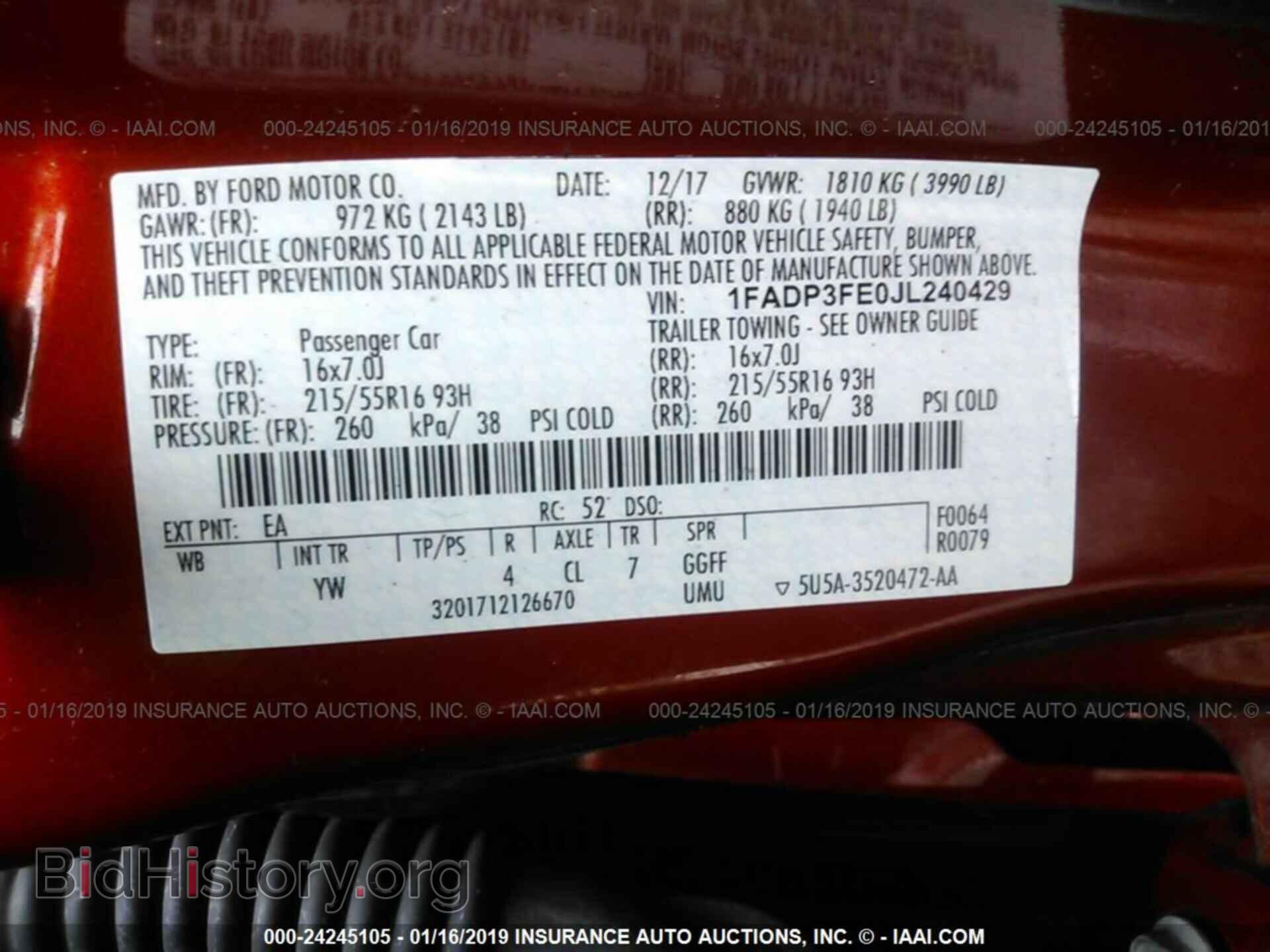 2018 FORD FOCUS - VIN: 1FADP3FE0JL240429 - Фото 9